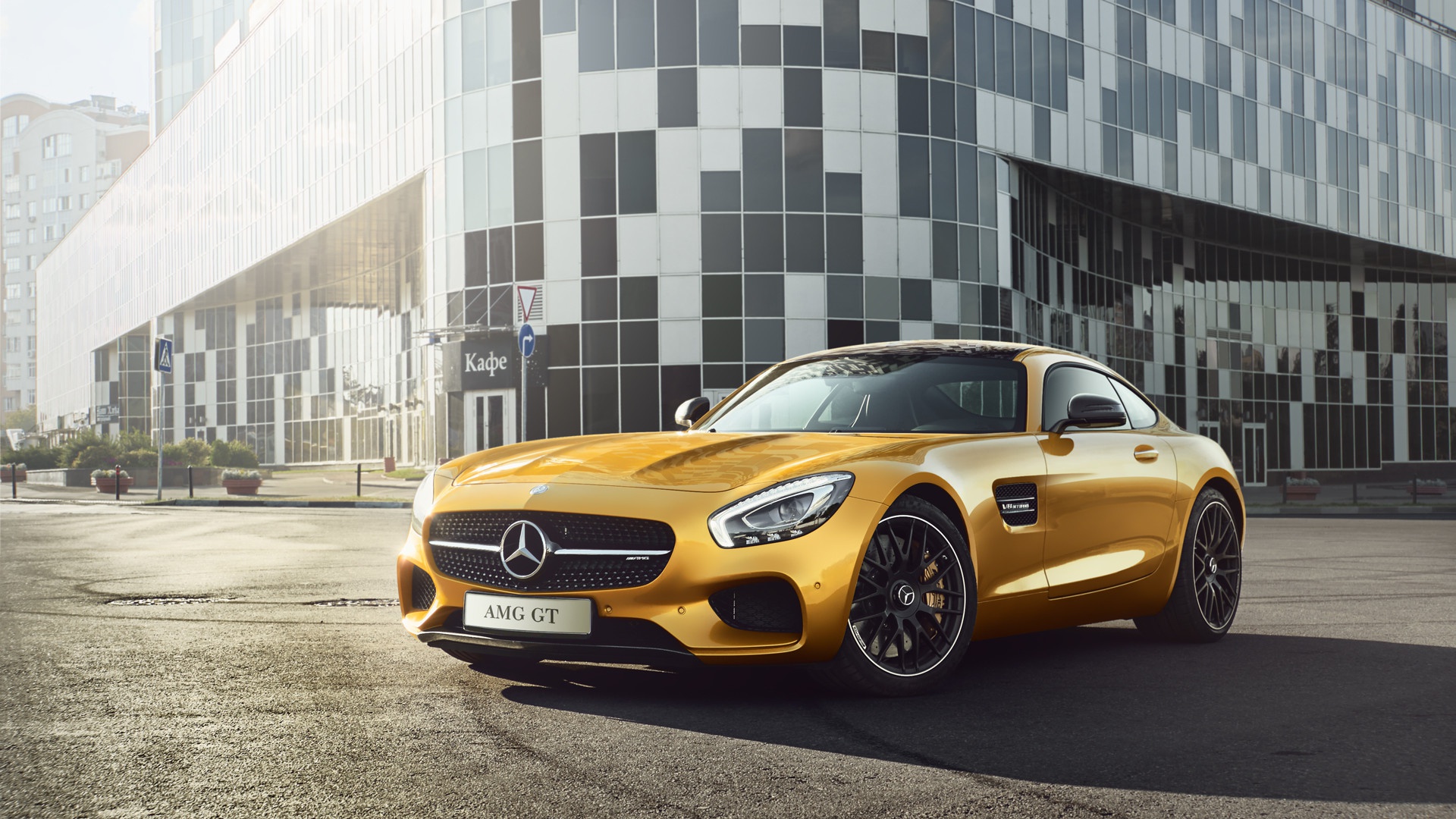 Mercedes AMG gt Yellow 4k