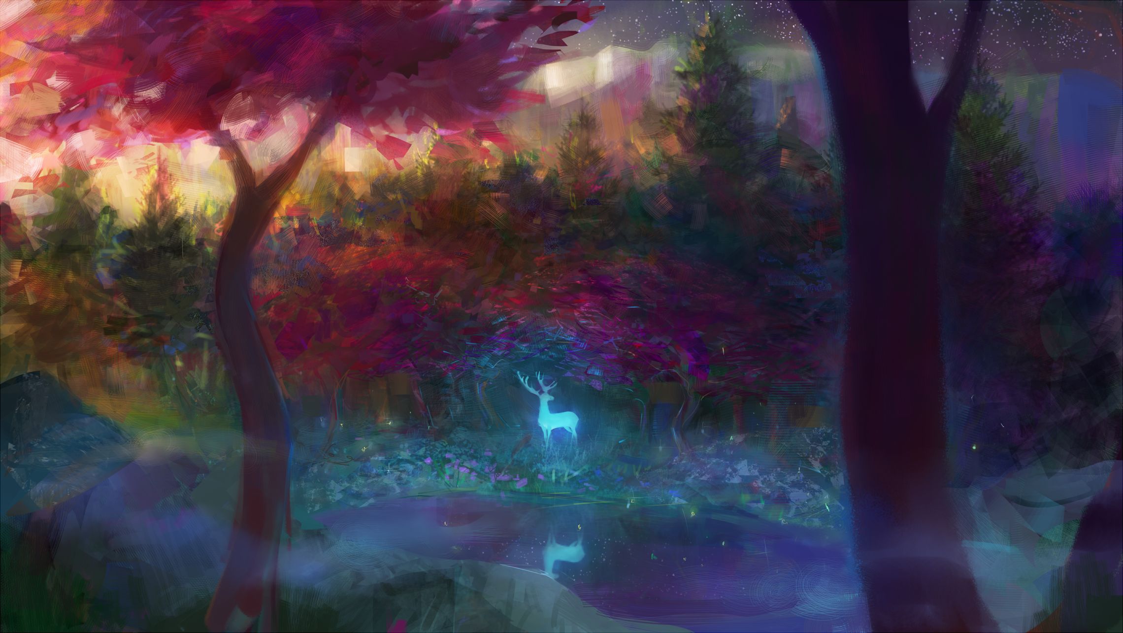 Фиолетовый лес аниме