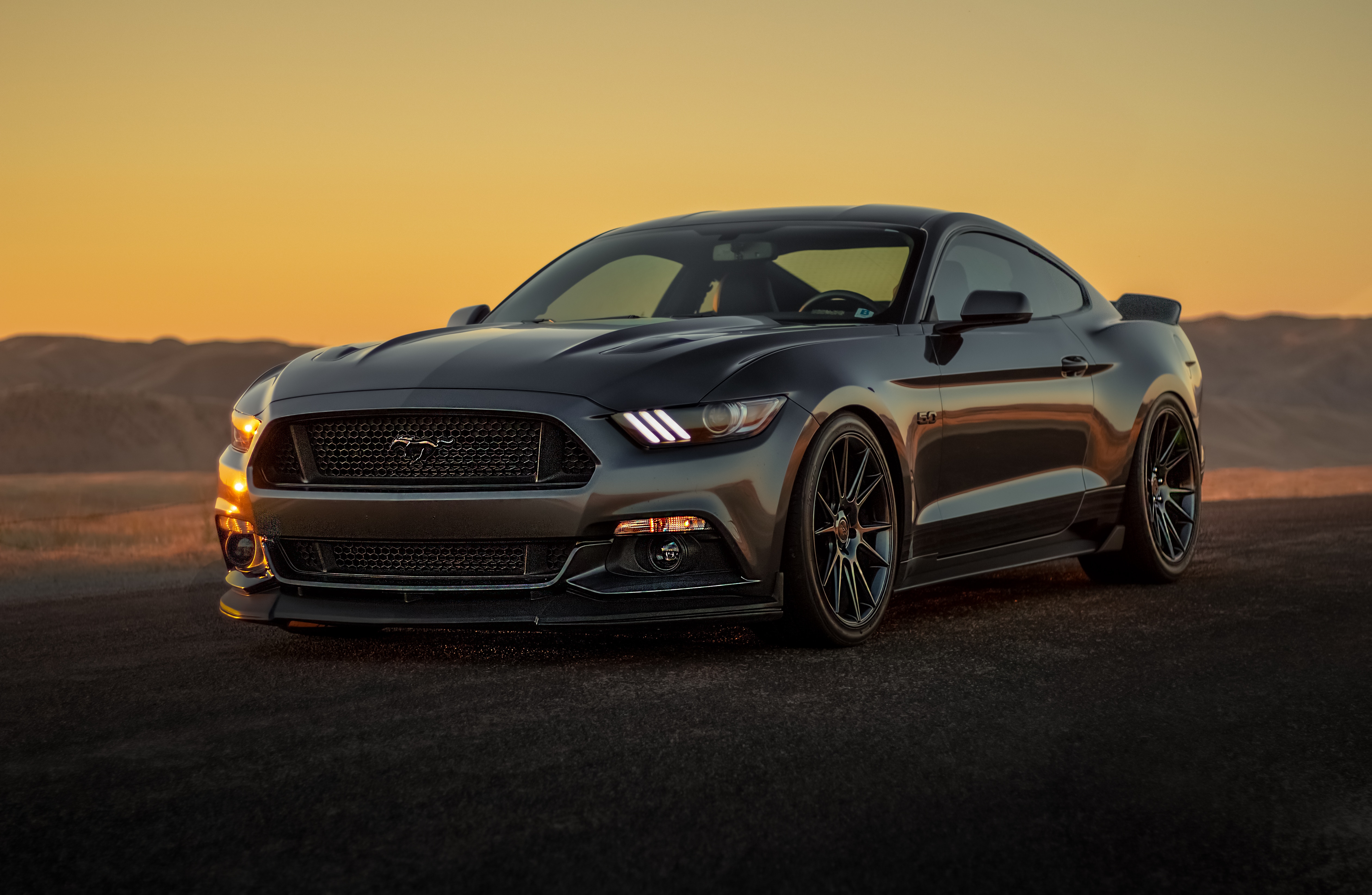 ford, ford mustang, cars, sunset, grey, bumper