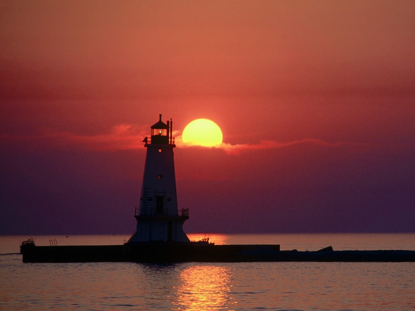 Download mobile wallpaper Sunset, Landscape, Sea, Lighthouses for free.