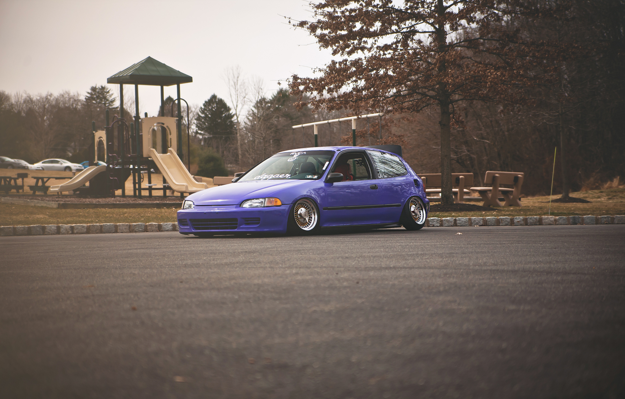 Download mobile wallpaper Honda Civic, Side View, Violet, Purple, Cars for free.