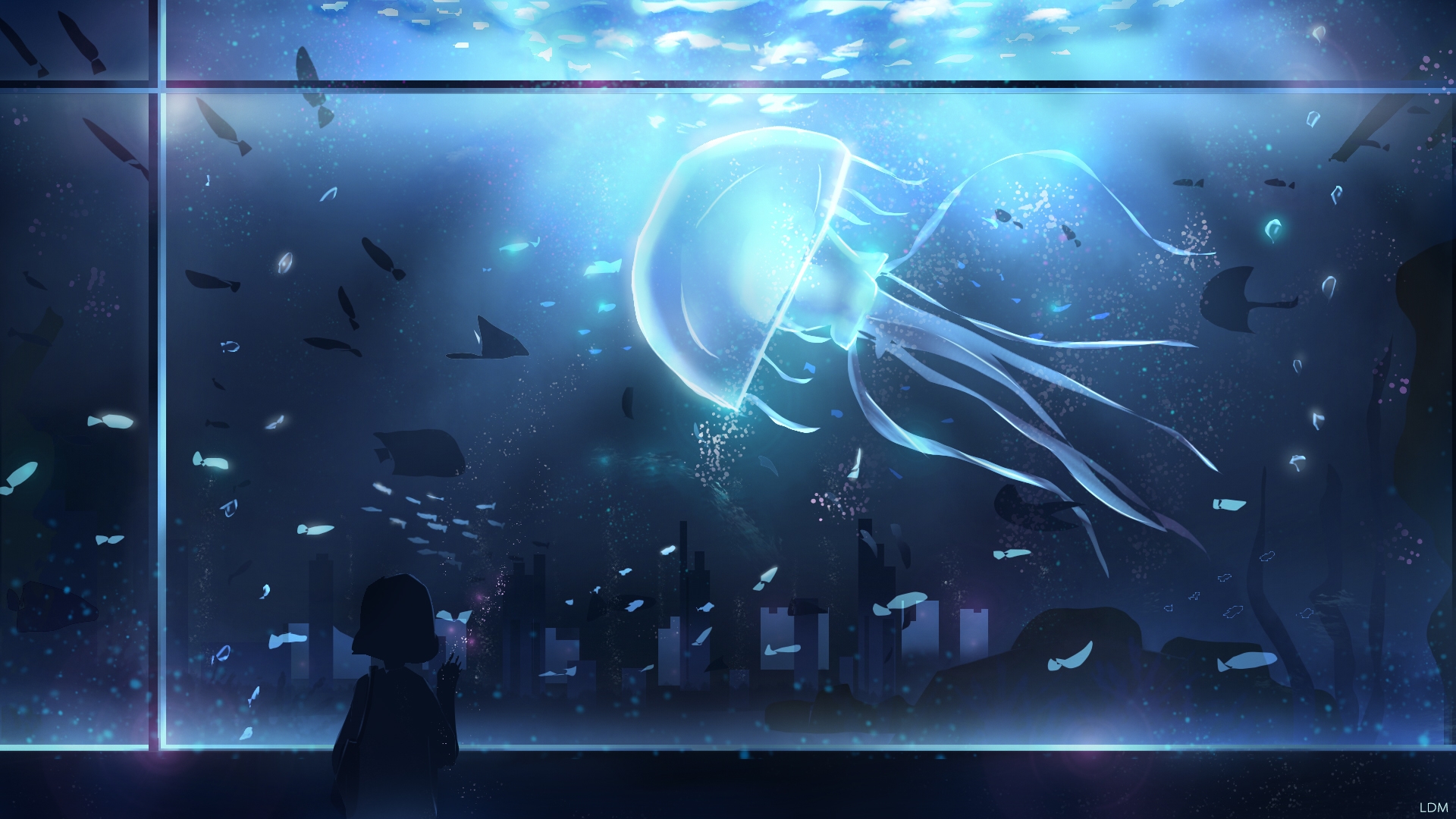 HD desktop wallpaper Anime Jellyfish Ocean Underwater Original  download free picture 985742