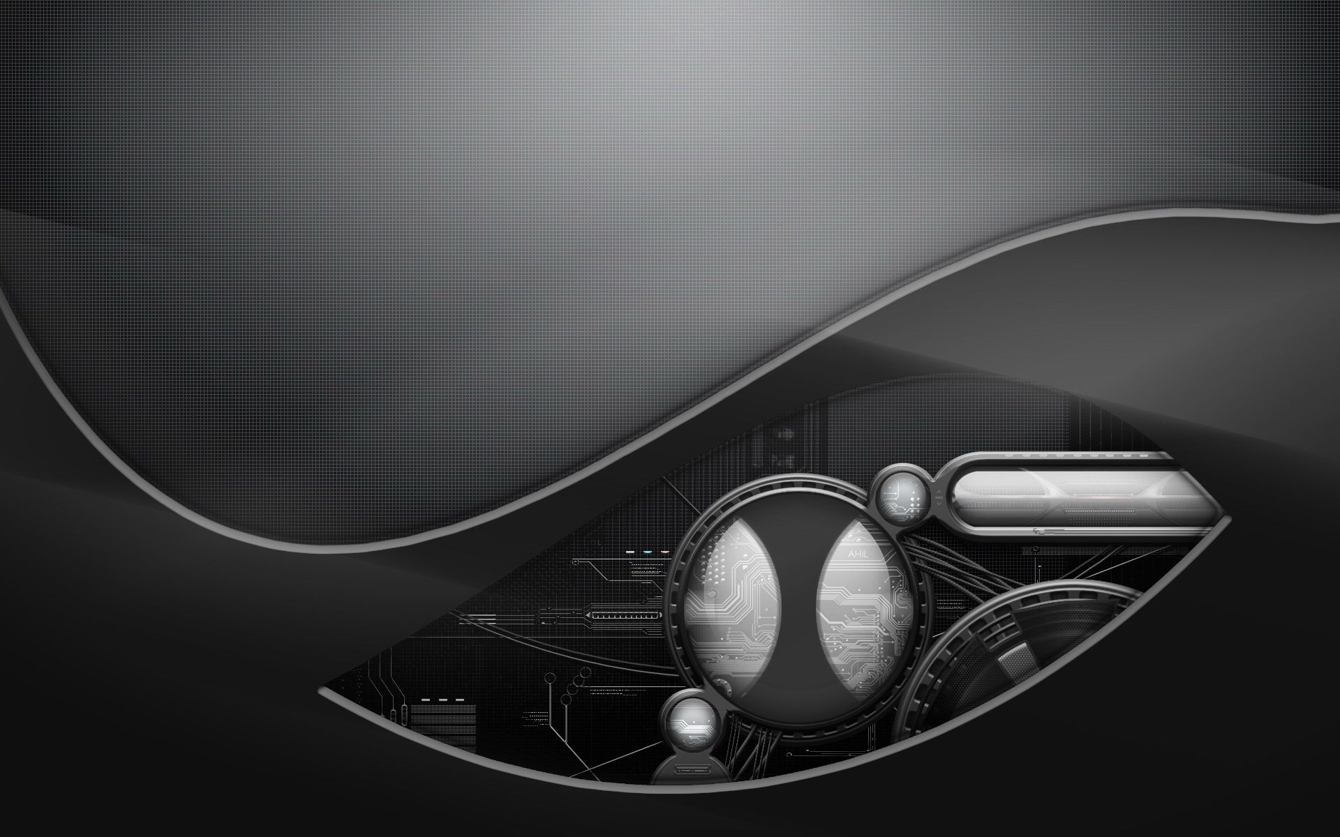 3d, mechanism, background, shine, light, grey cellphone