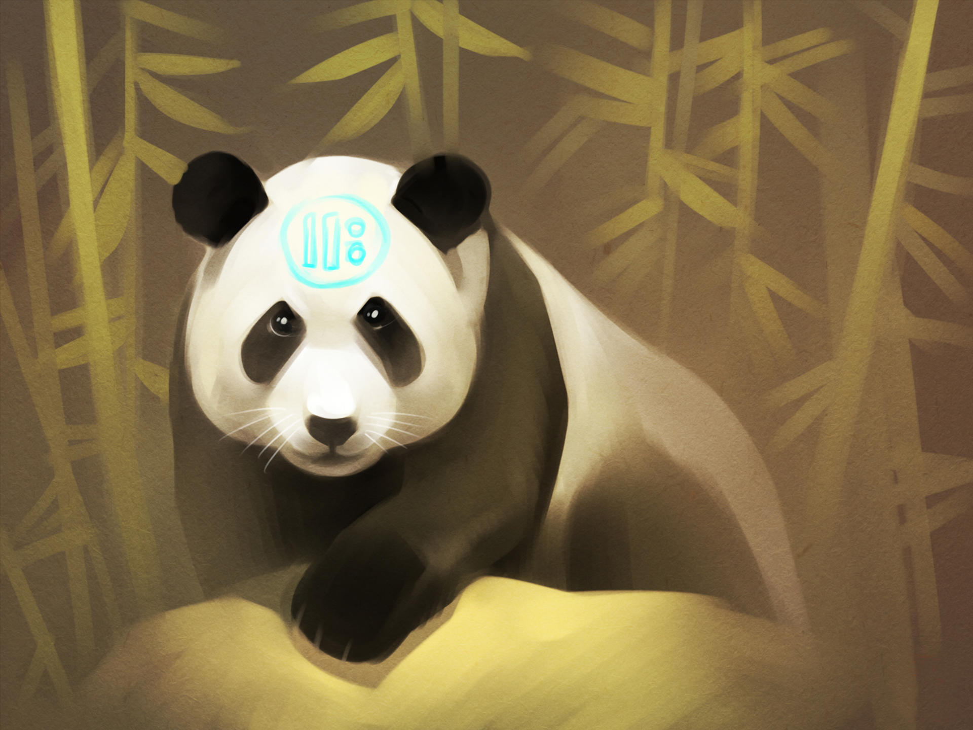 Панда с бамбуком арт