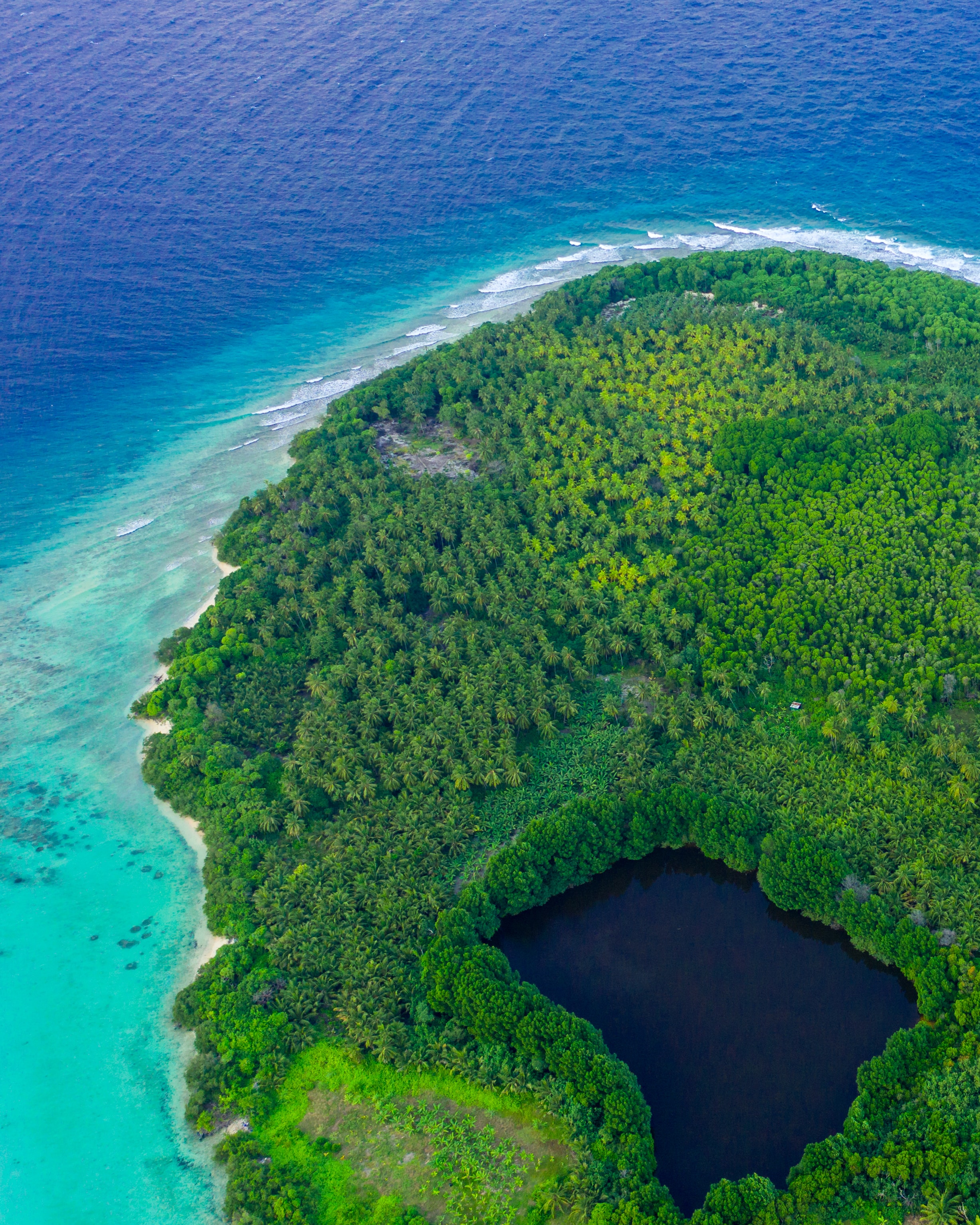 nature, tropics, view from above, ocean, island, lagoon phone wallpaper
