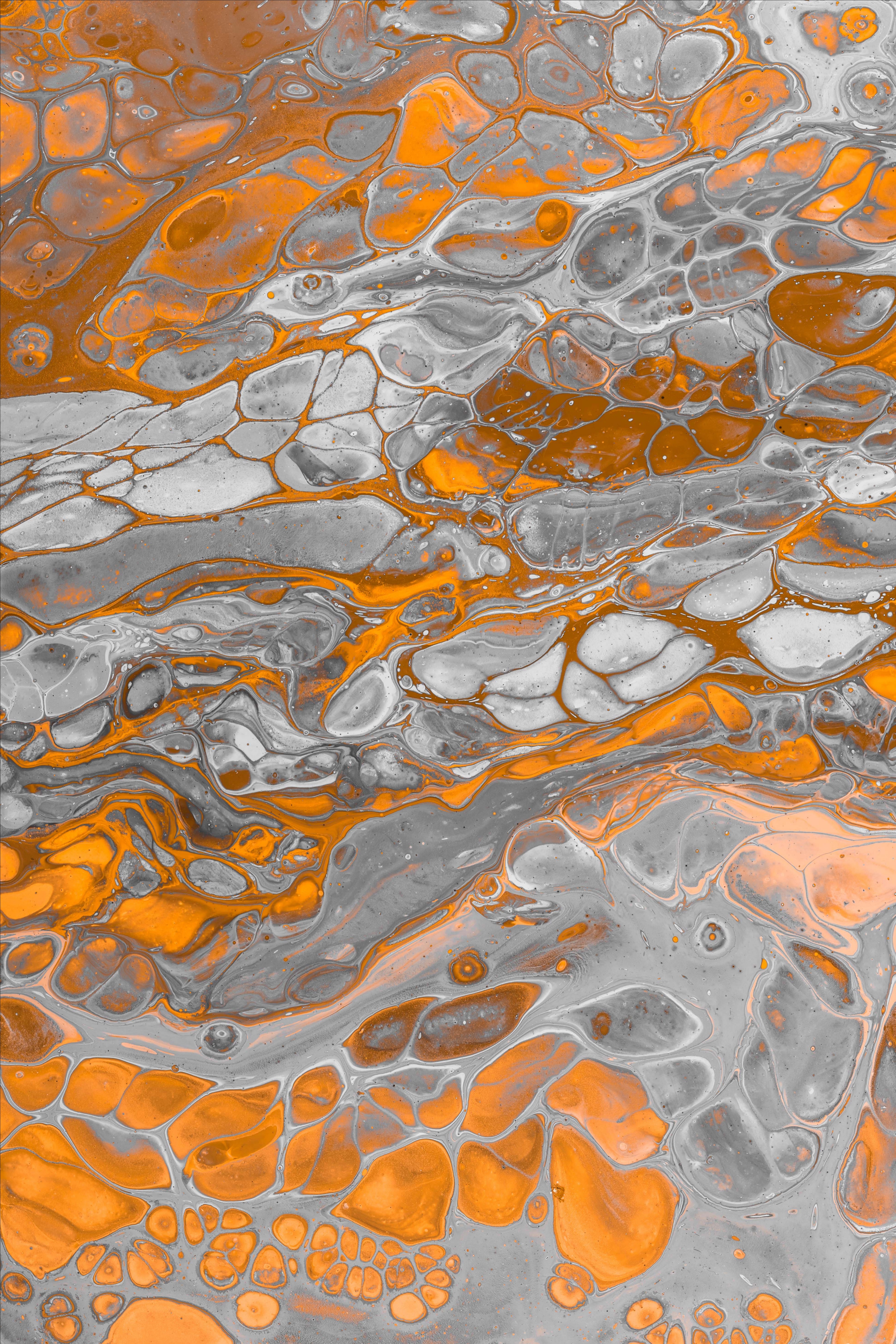 stains, abstract, orange, divorces, paint, grey, spots Full HD