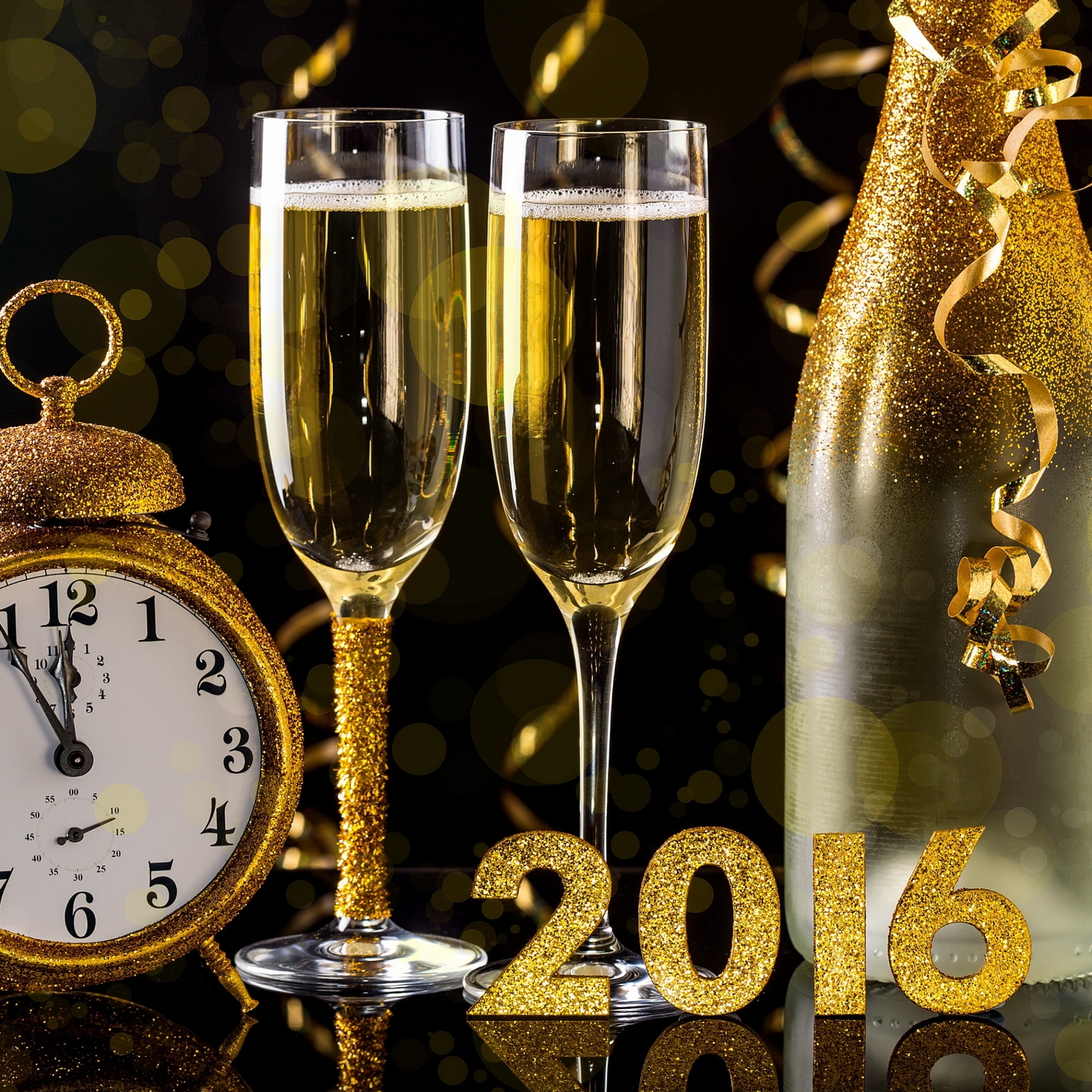 1229732 下載圖片 节日, 2016年元旦, 香槟酒, 玻璃, 新年, 元旦, 瓶子, 时钟, 钟 - 免費壁紙和屏保
