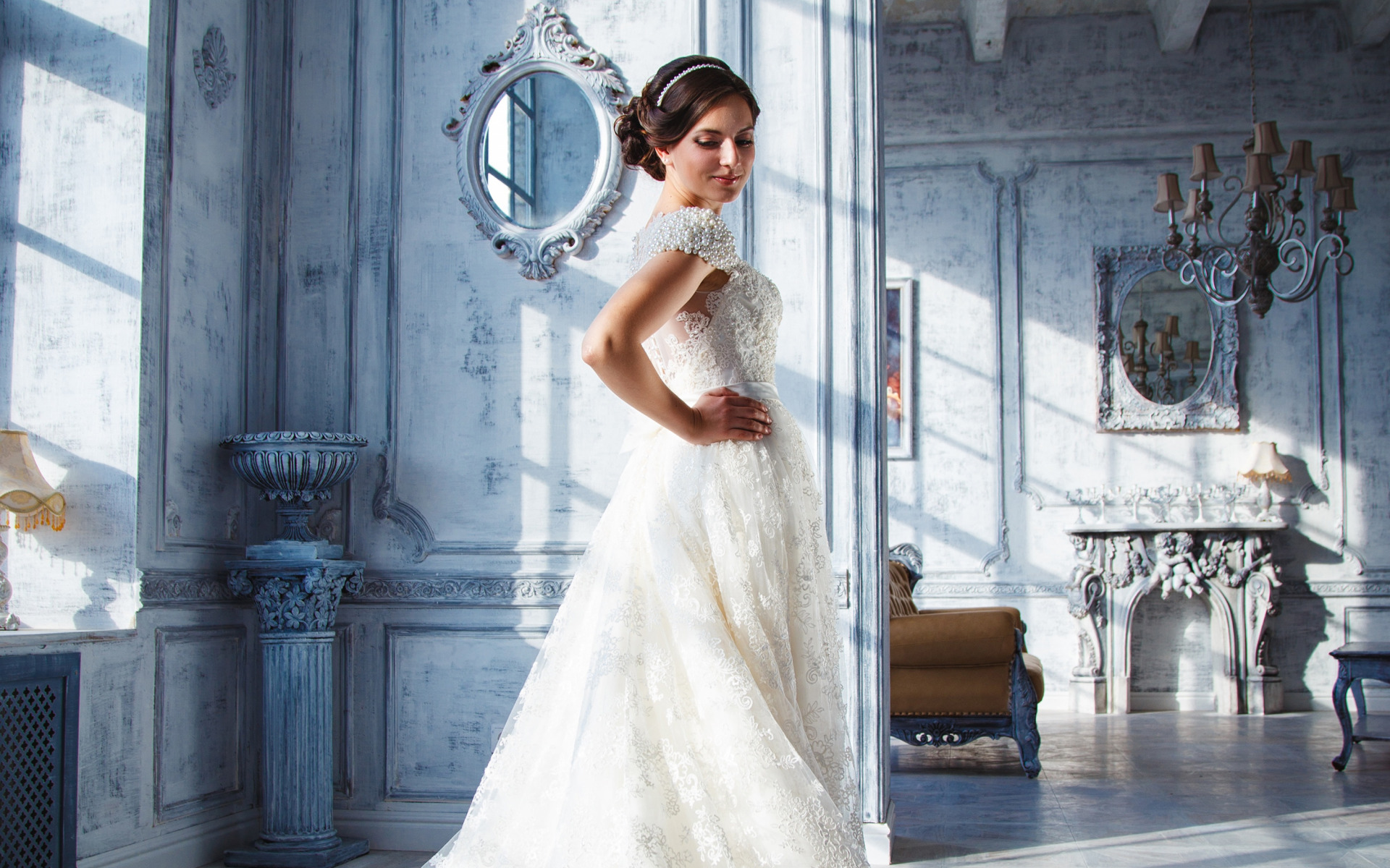 Graceful woman wearing elegant white dress · Free Stock Photo