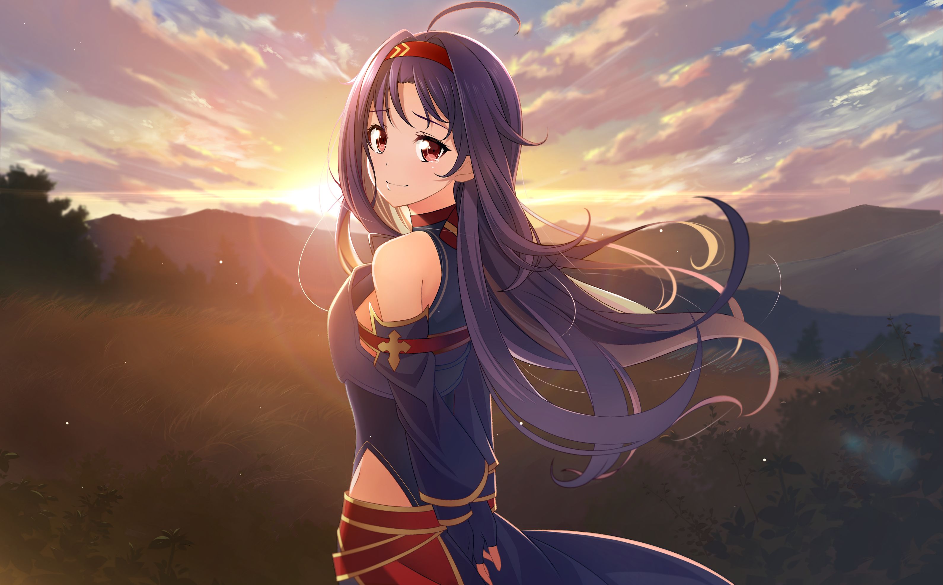 HD wallpaper: Konno Yuuki, Sword Art Online, long hair, anime girls, night