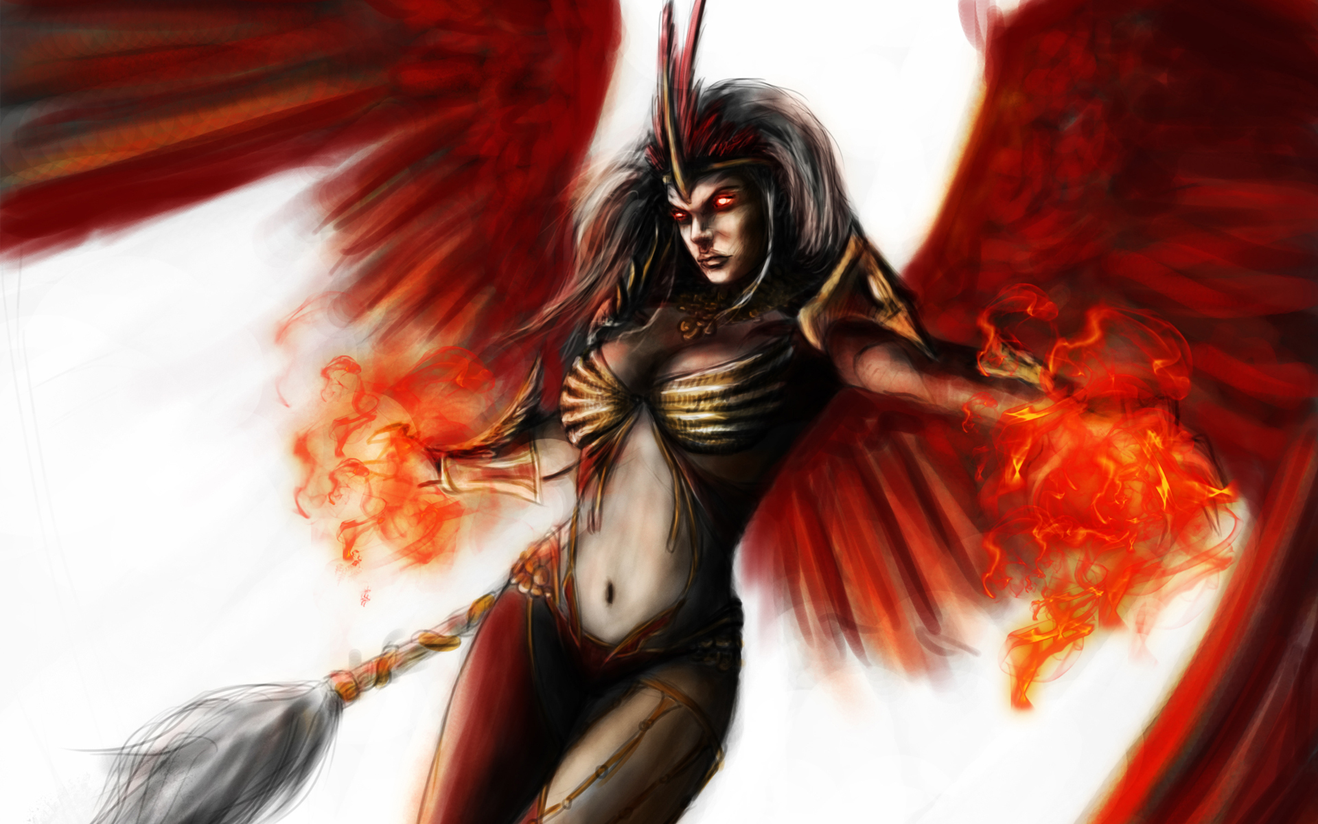 anime girl fire wings