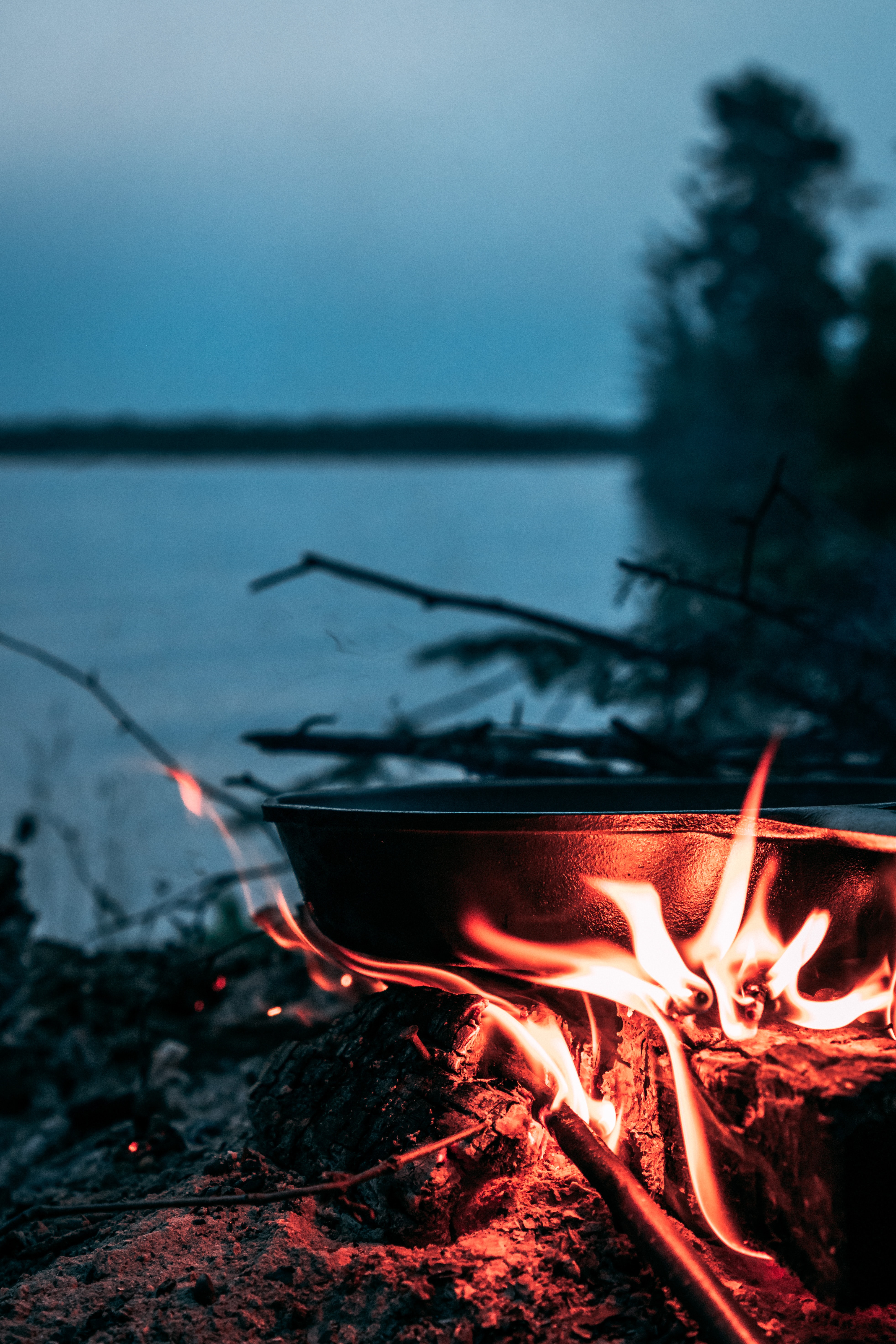 camping, bonfire, fire, miscellanea, miscellaneous, campsite, pan