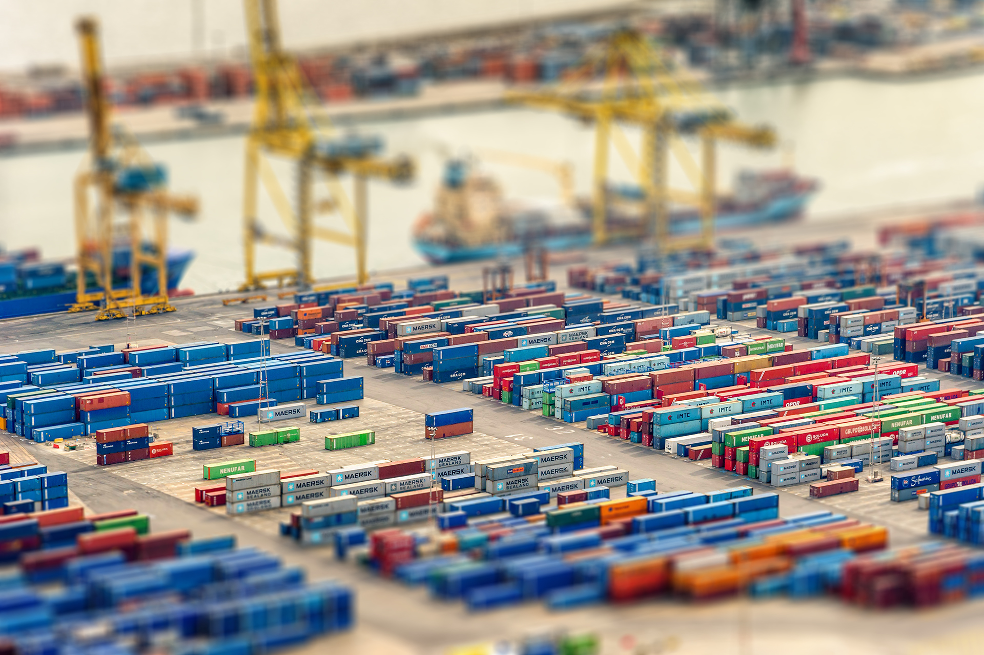container, photography, tilt shift, dock