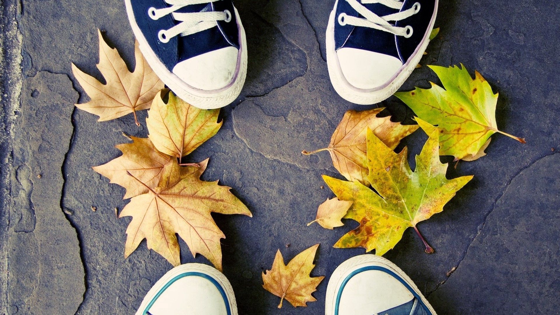 Кроссовки в осенней листве