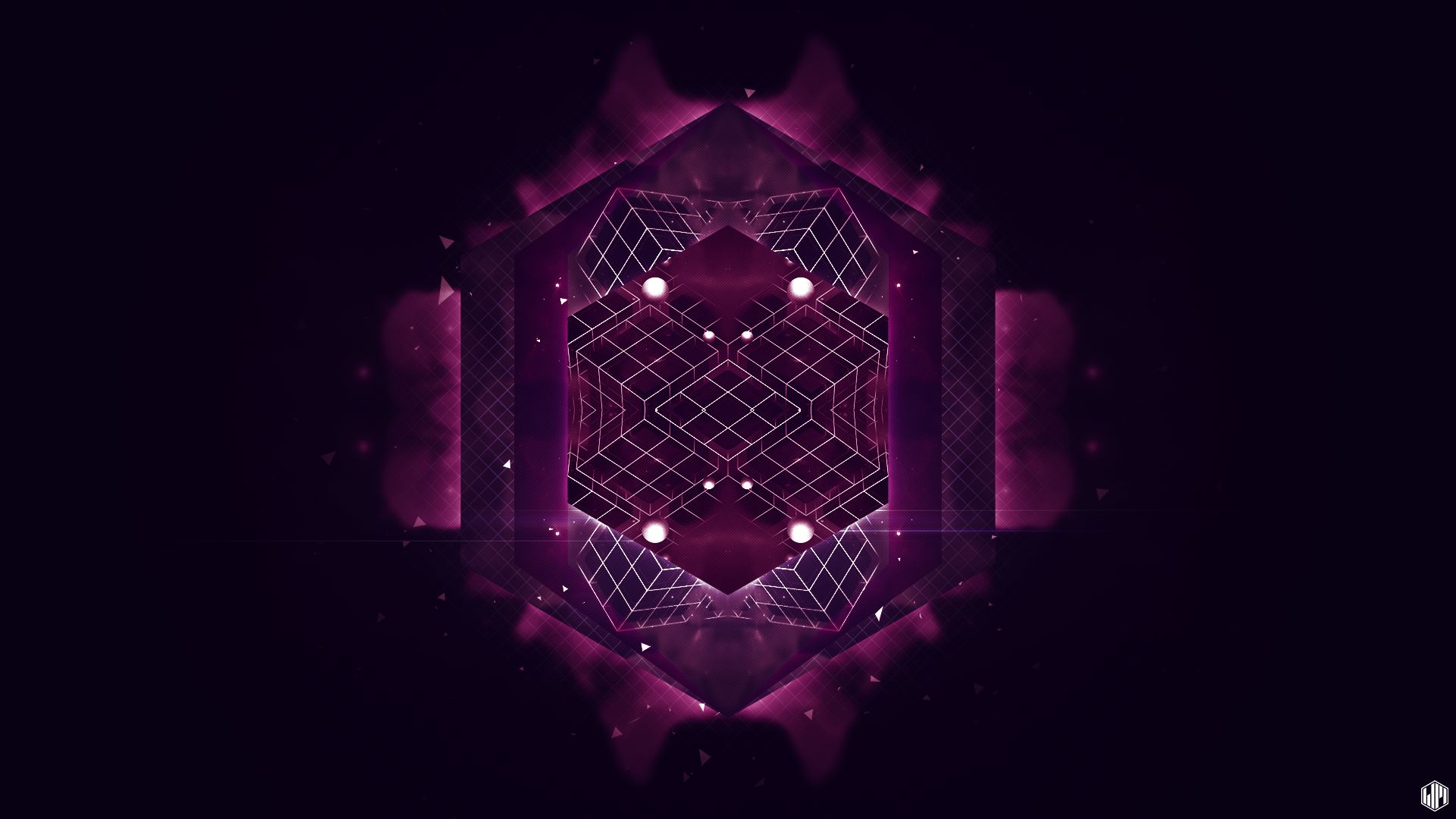 3d, abstract, cube, dark, geometry, glitch art, purple, shapes 4K for PC