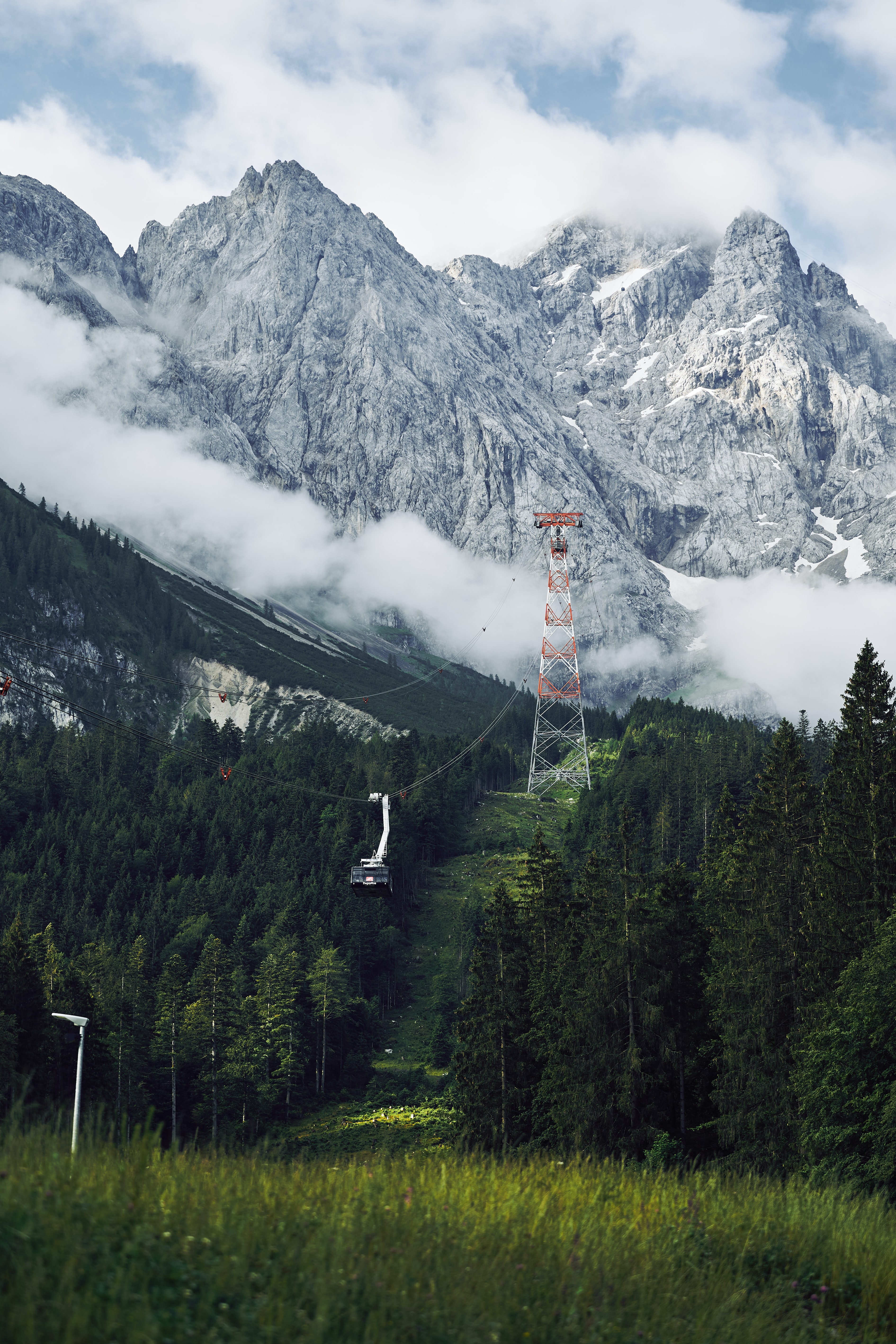 nature, trees, mountains, rocks, slope, cable car, cableway 32K