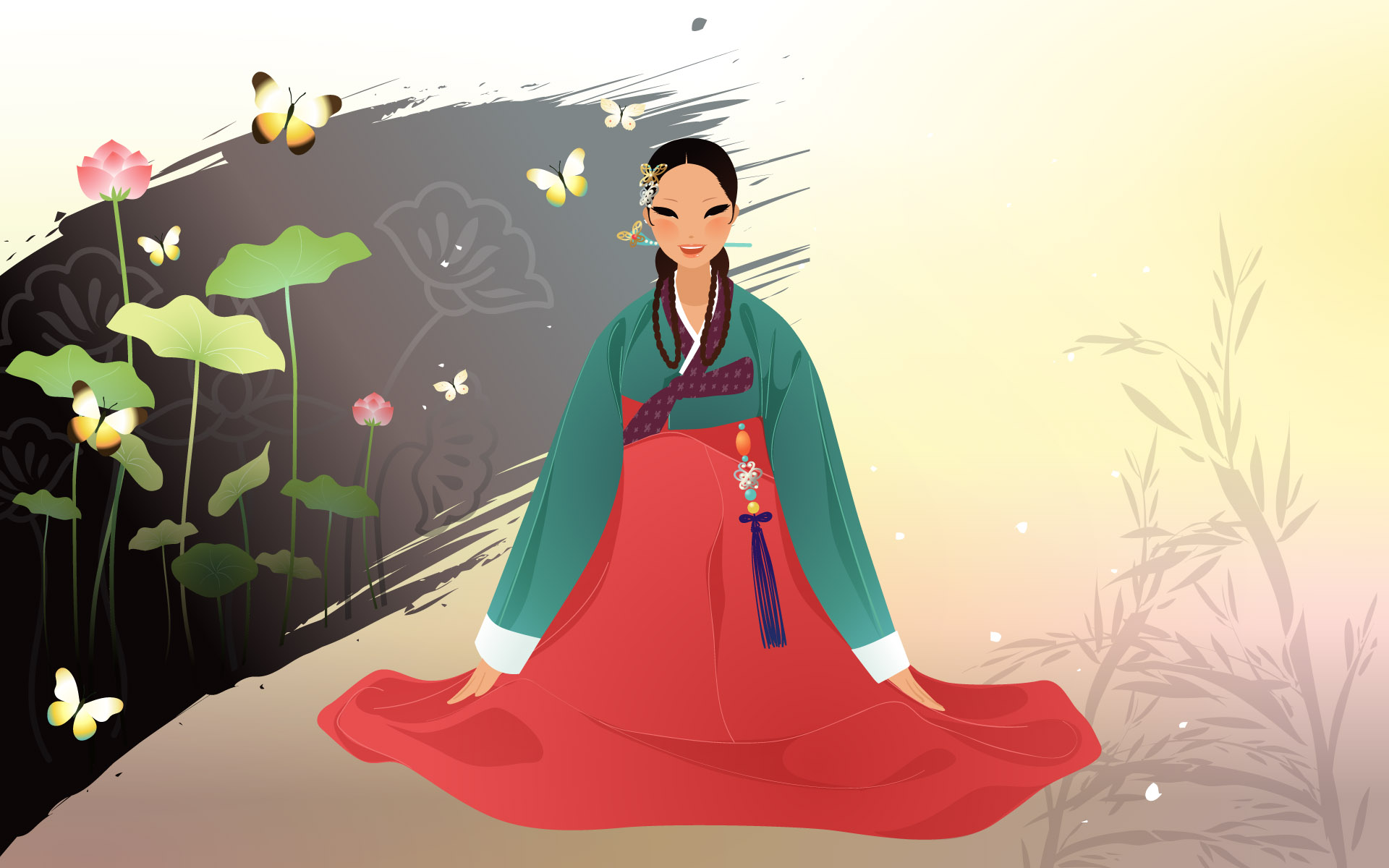 616803 скачать картинку женщины, художественный, корея, традиционный костюм - обои и заставки бесплатно
