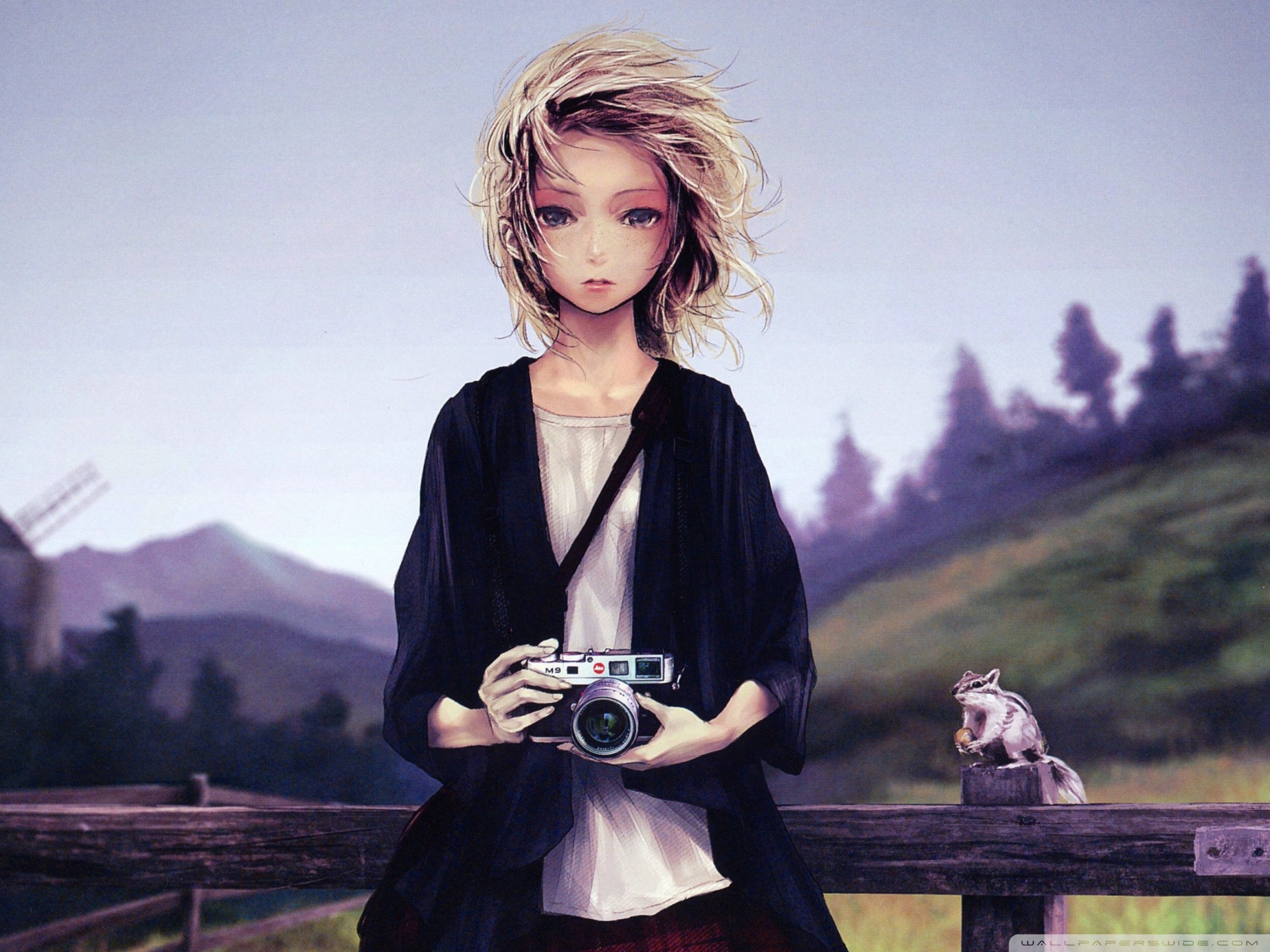 Девушка с фотоаппаратом арт