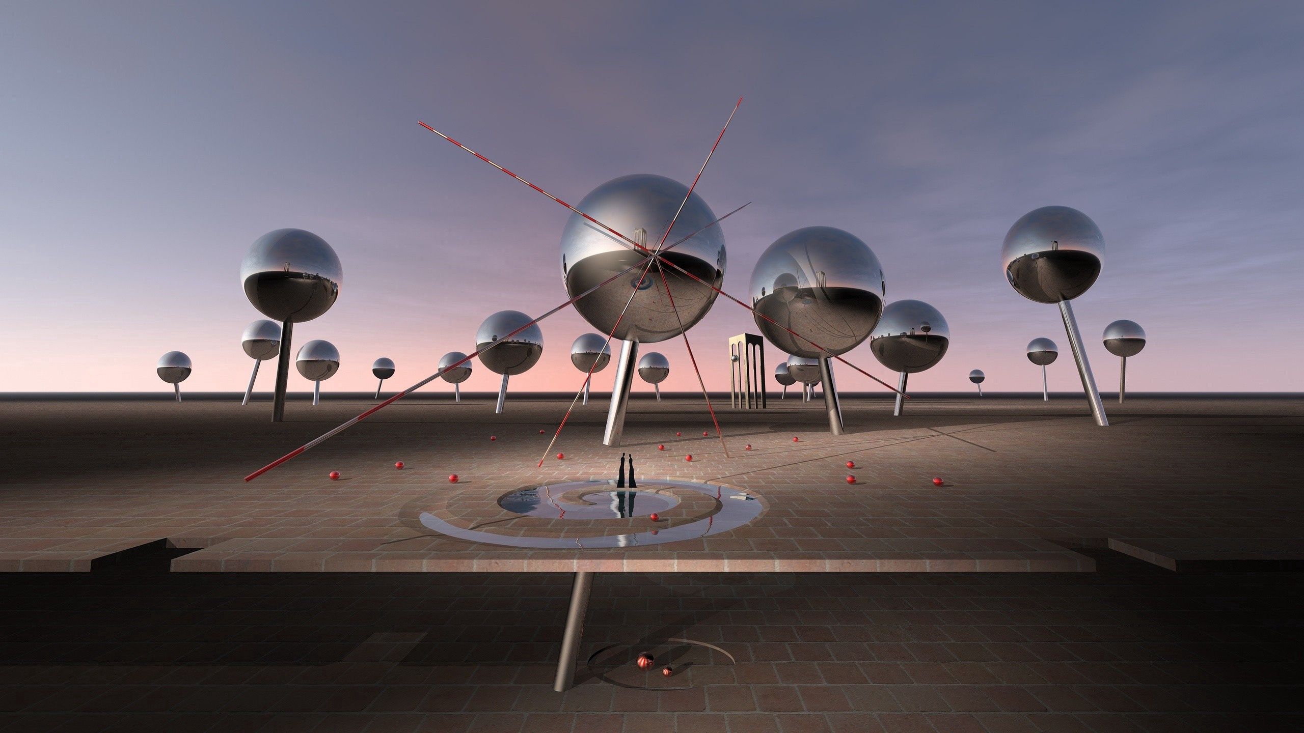 Download mobile wallpaper Metal, Form, Space, Balls, 3D for free.