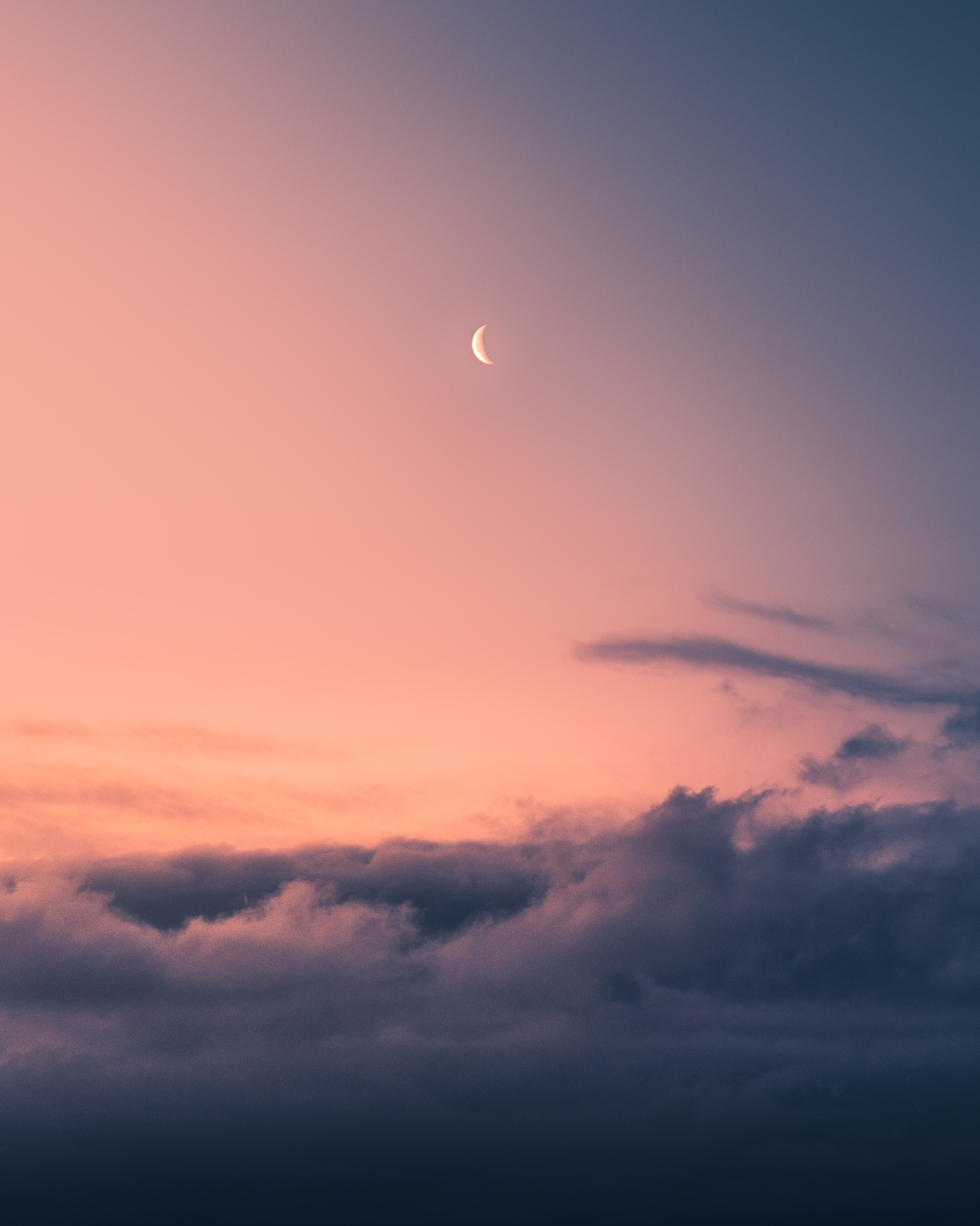 Download mobile wallpaper Clouds, Nature, Sky, Evening, Moon for free.