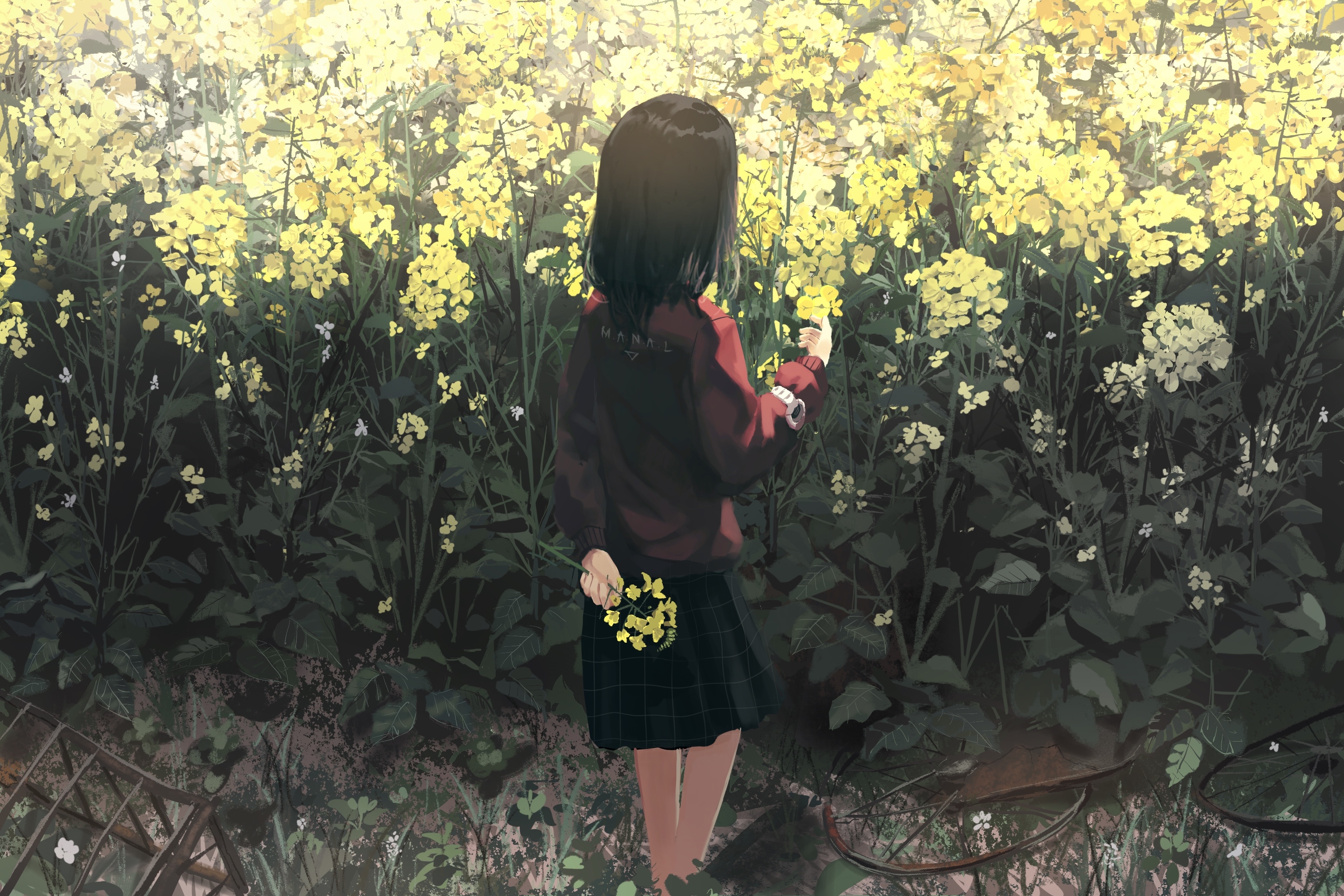 Лавка с желтыми цветами аниме