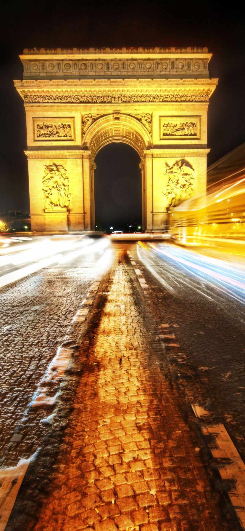 Descarga gratuita de fondo de pantalla para móvil de Noche, París, Monumentos, Luz, Francia, Monumento, Arco Del Triunfo, Hecho Por El Hombre, Lapso De Tiempo.
