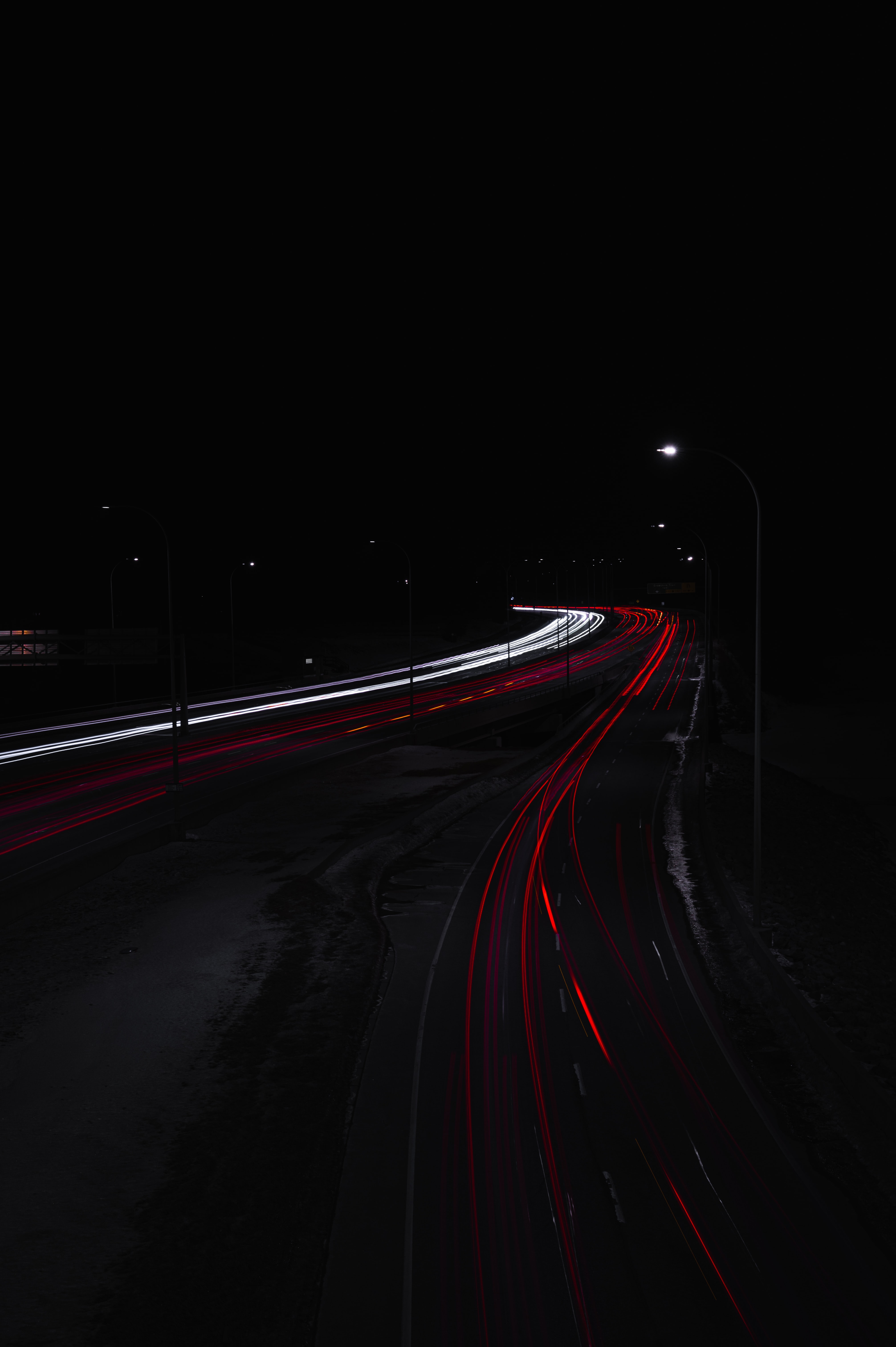 road, darkness, lights, dark, night, long exposure