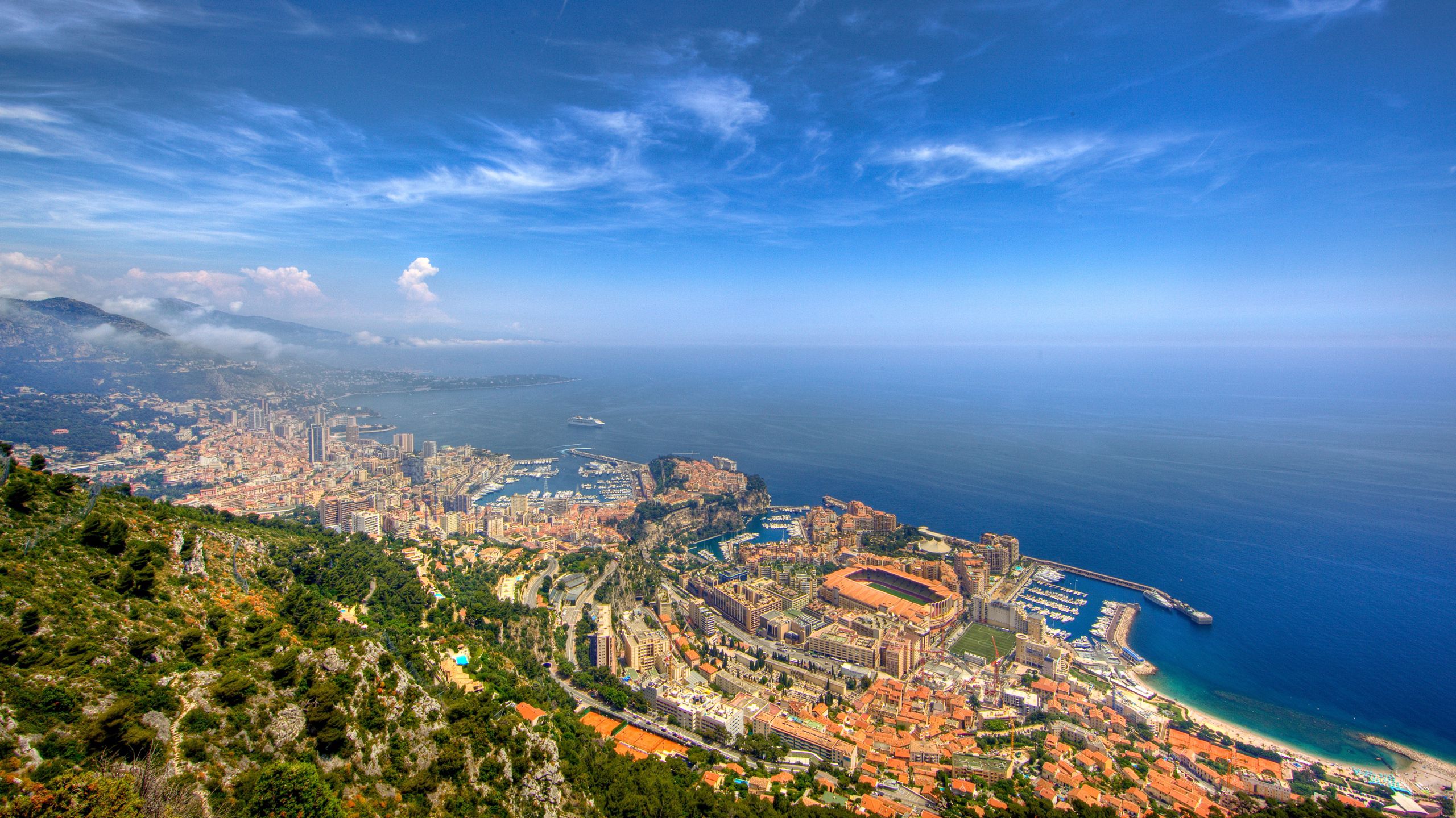 59910 скачать картинку монте карло, море, небосклон, пейзаж, города, природа, горизонт, порт, монако, простор - обои и заставки бесплатно