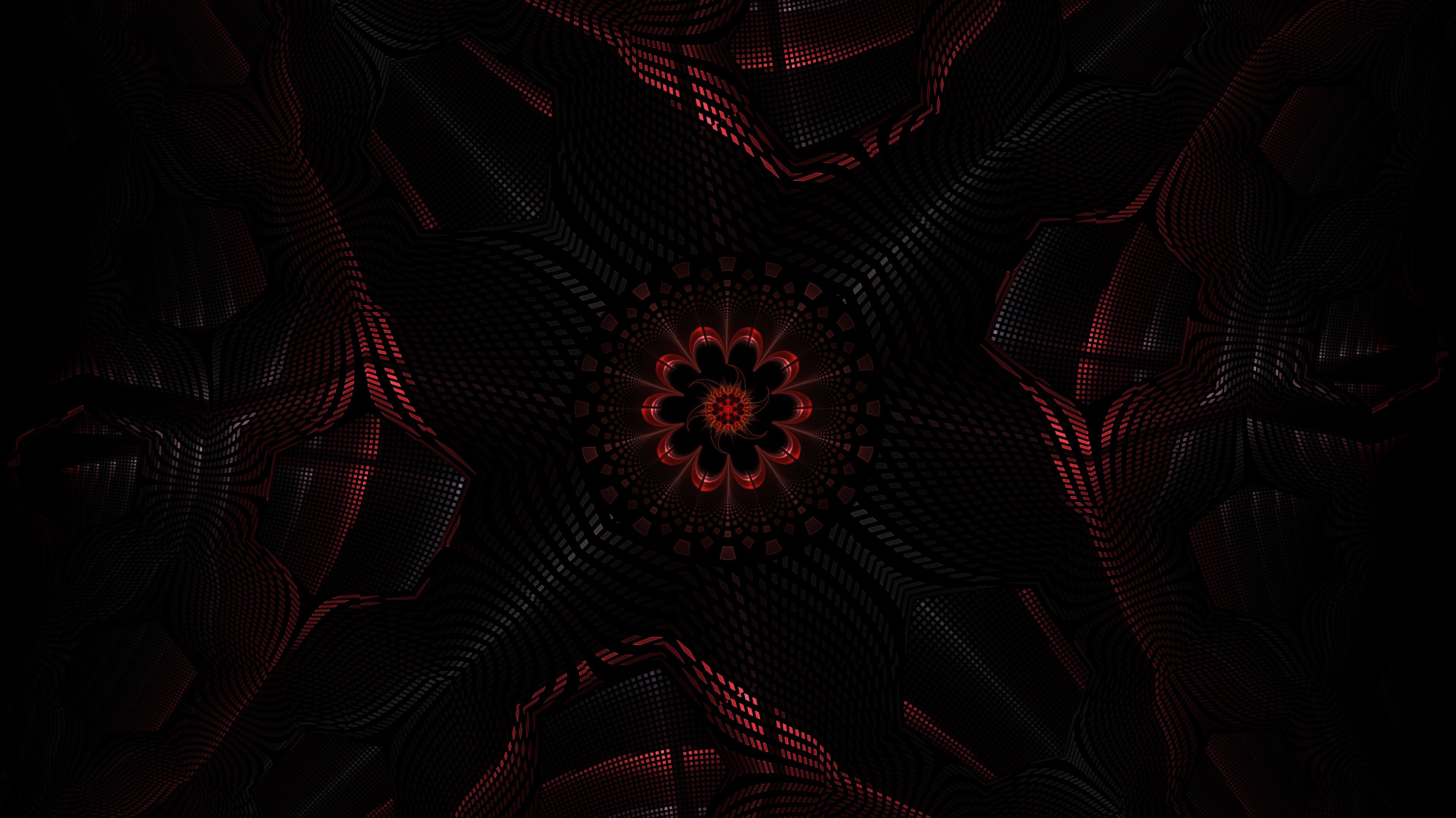 dark, fractal, abstract, black, red HD wallpaper