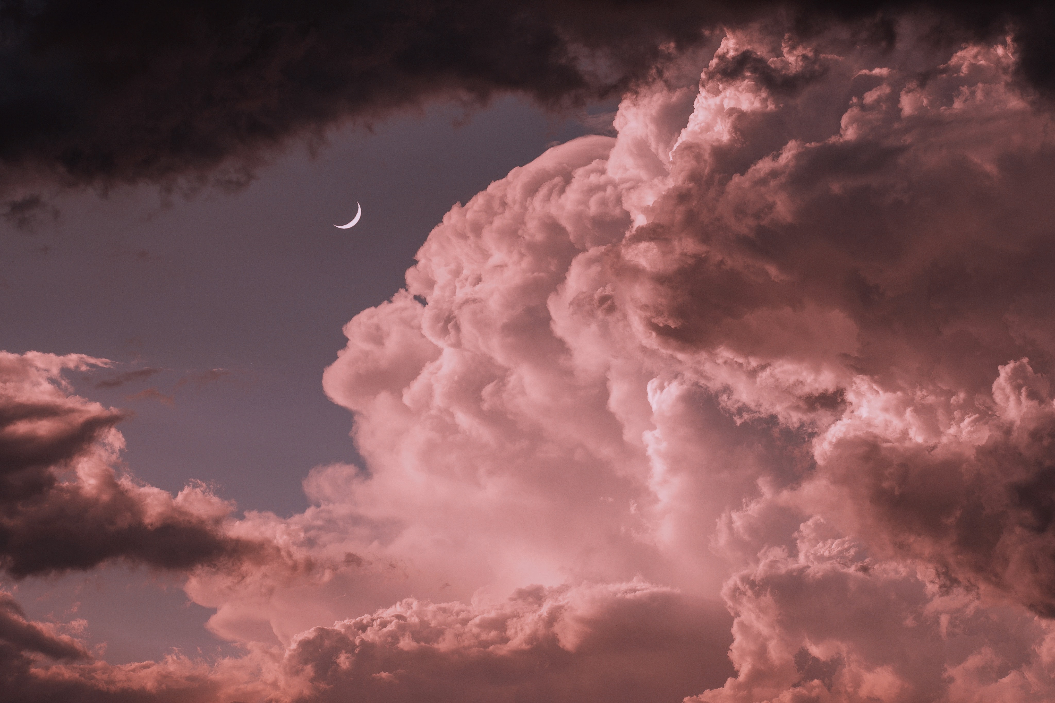 Handy-Wallpaper Sky, Clouds, Natur, Mond kostenlos herunterladen.