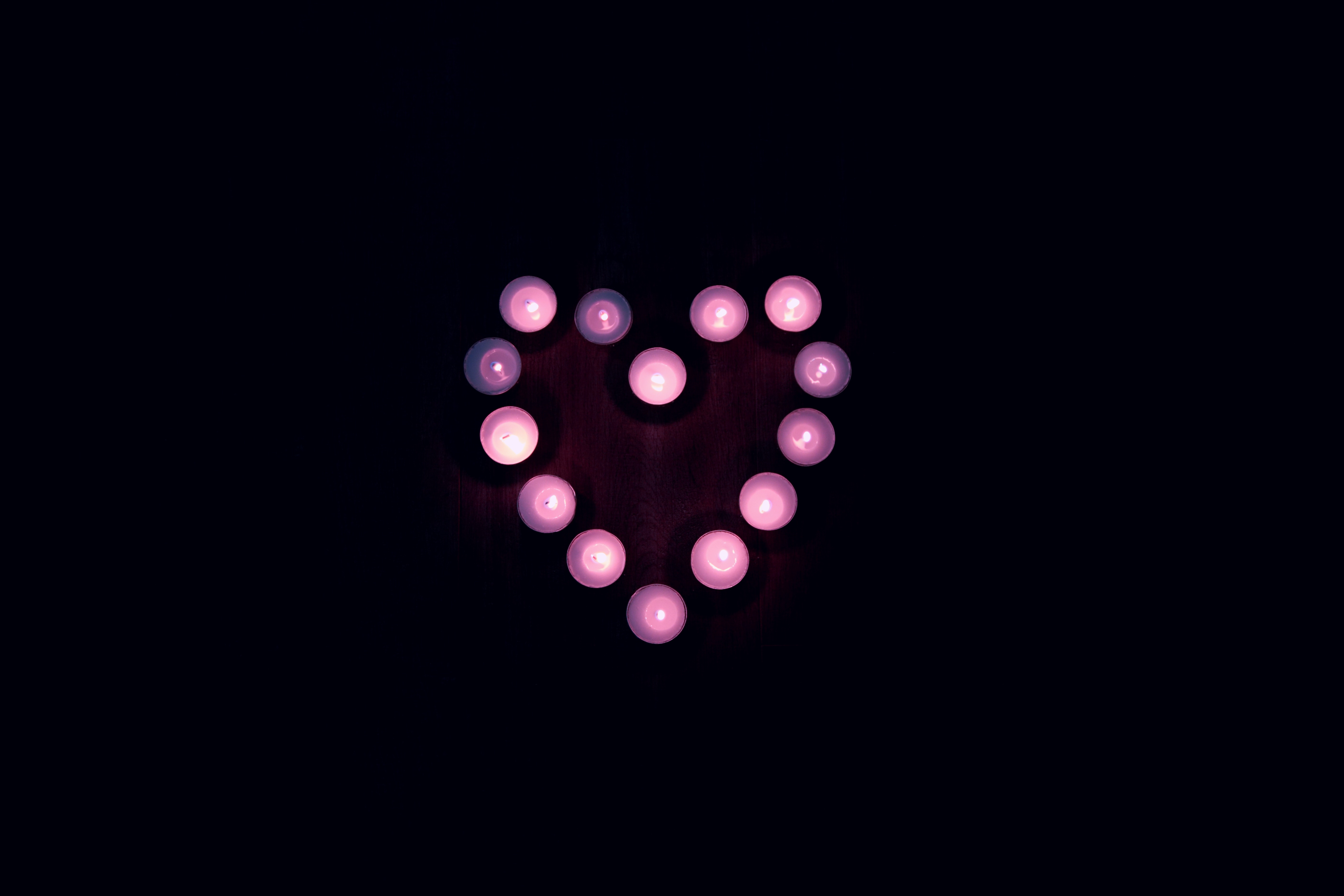 Download mobile wallpaper Light, Shine, Heart, Candles, Love for free.