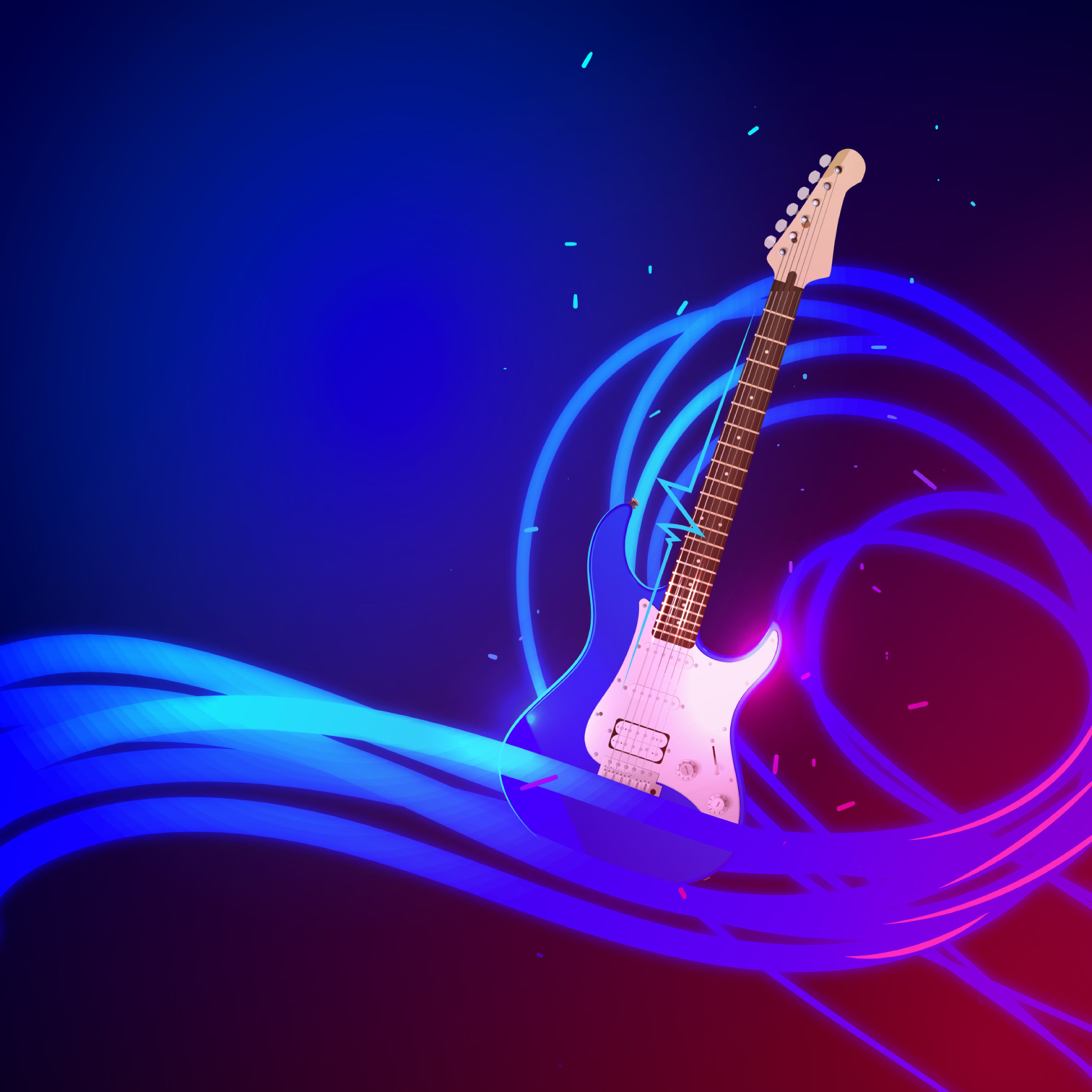 Download mobile wallpaper Music Internet, Musical Internet, Wavy, Guitar, Art, Vector for free.
