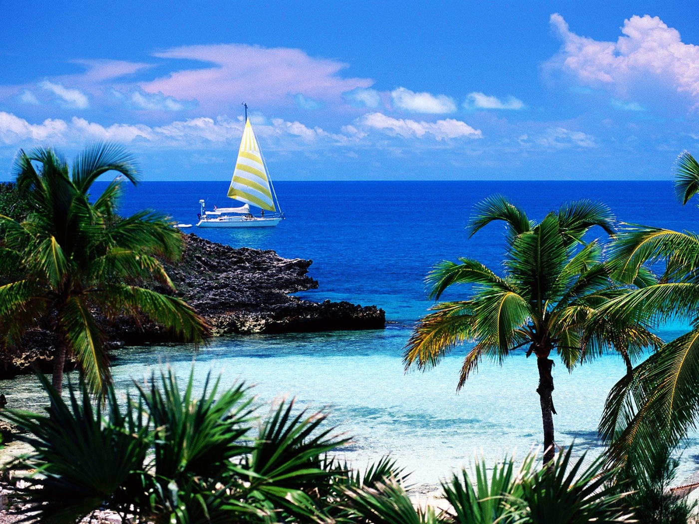 landscape, sea, yachts, blue