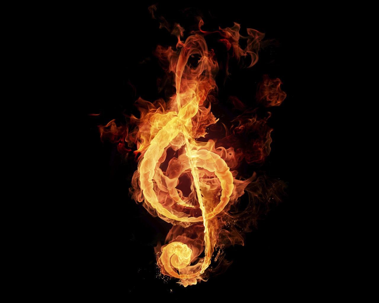 music, fire, black QHD