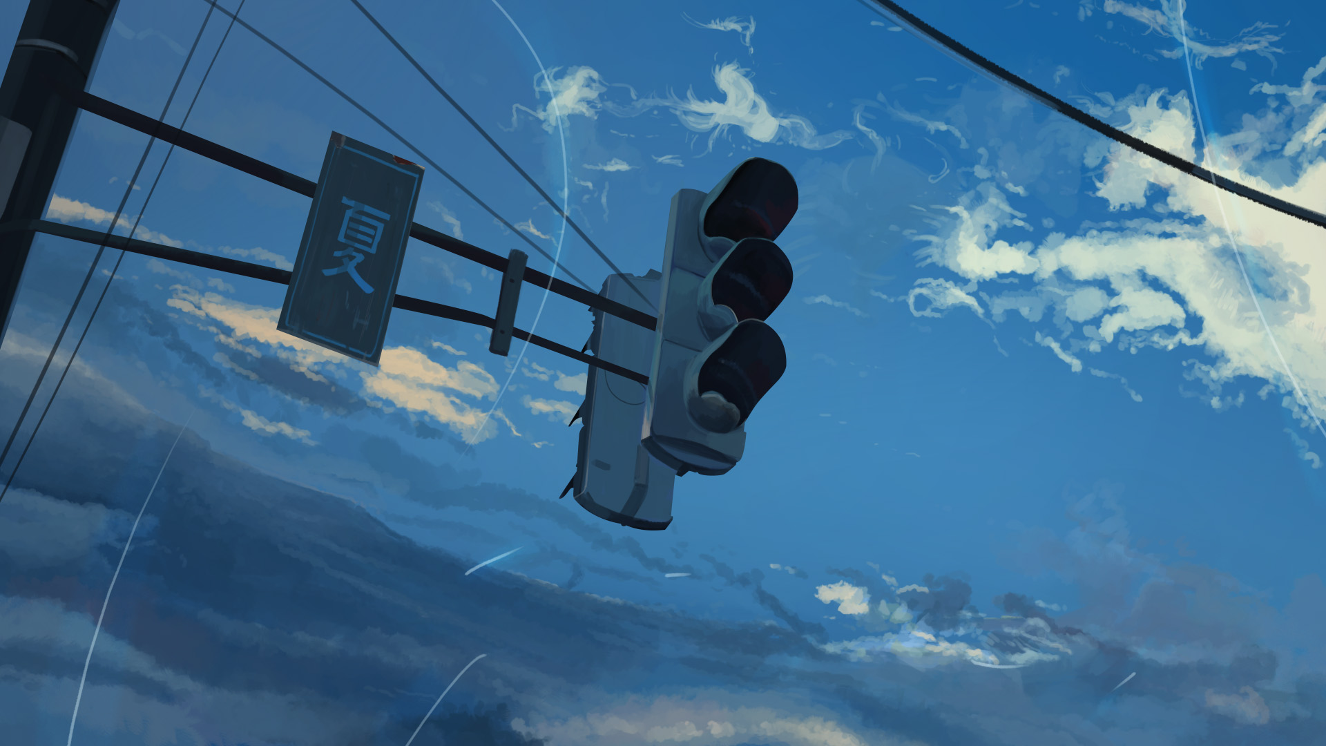 Horizontal Wallpaper anime, original, cloud, light, sky, traffic light
