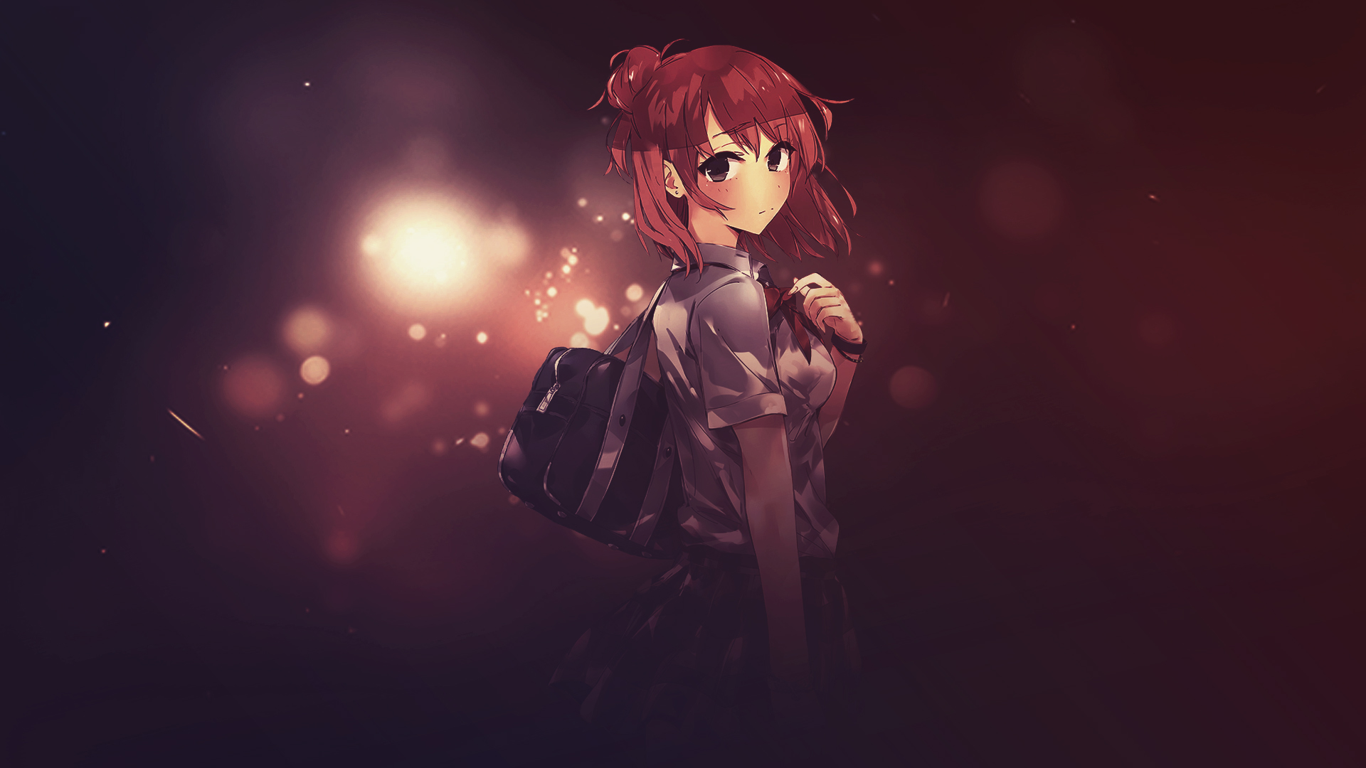 schoolgirl, anime, my teen romantic comedy snafu, bag, uniform, yui yuigahama 1080p