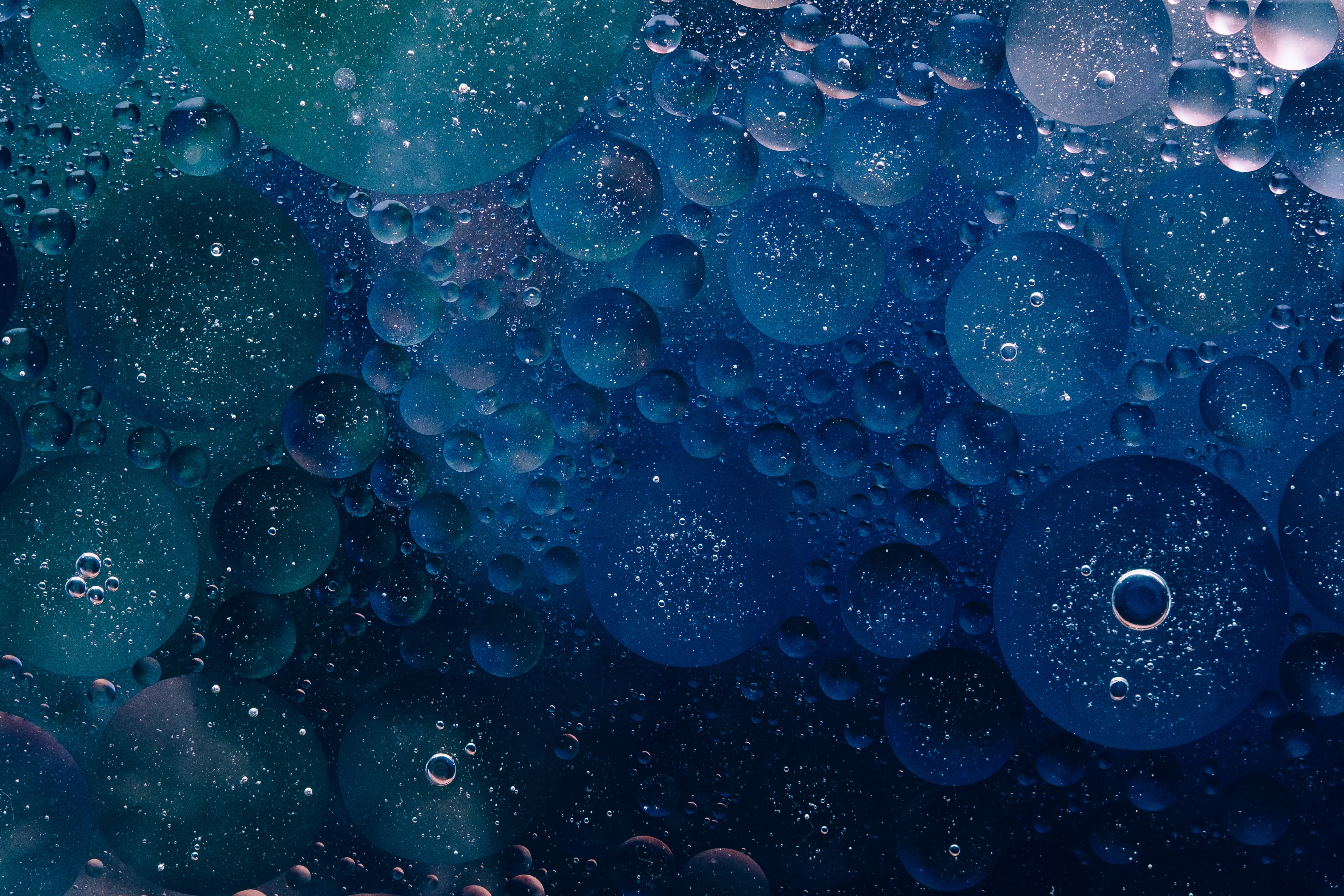 bubbles, blue, macro, circles, texture UHD
