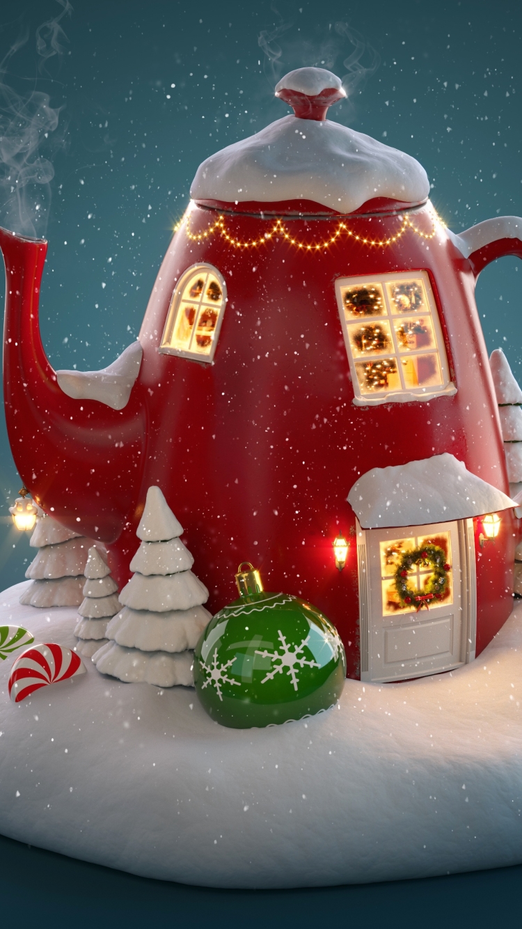 holiday, christmas, kettle, teapot iphone wallpaper