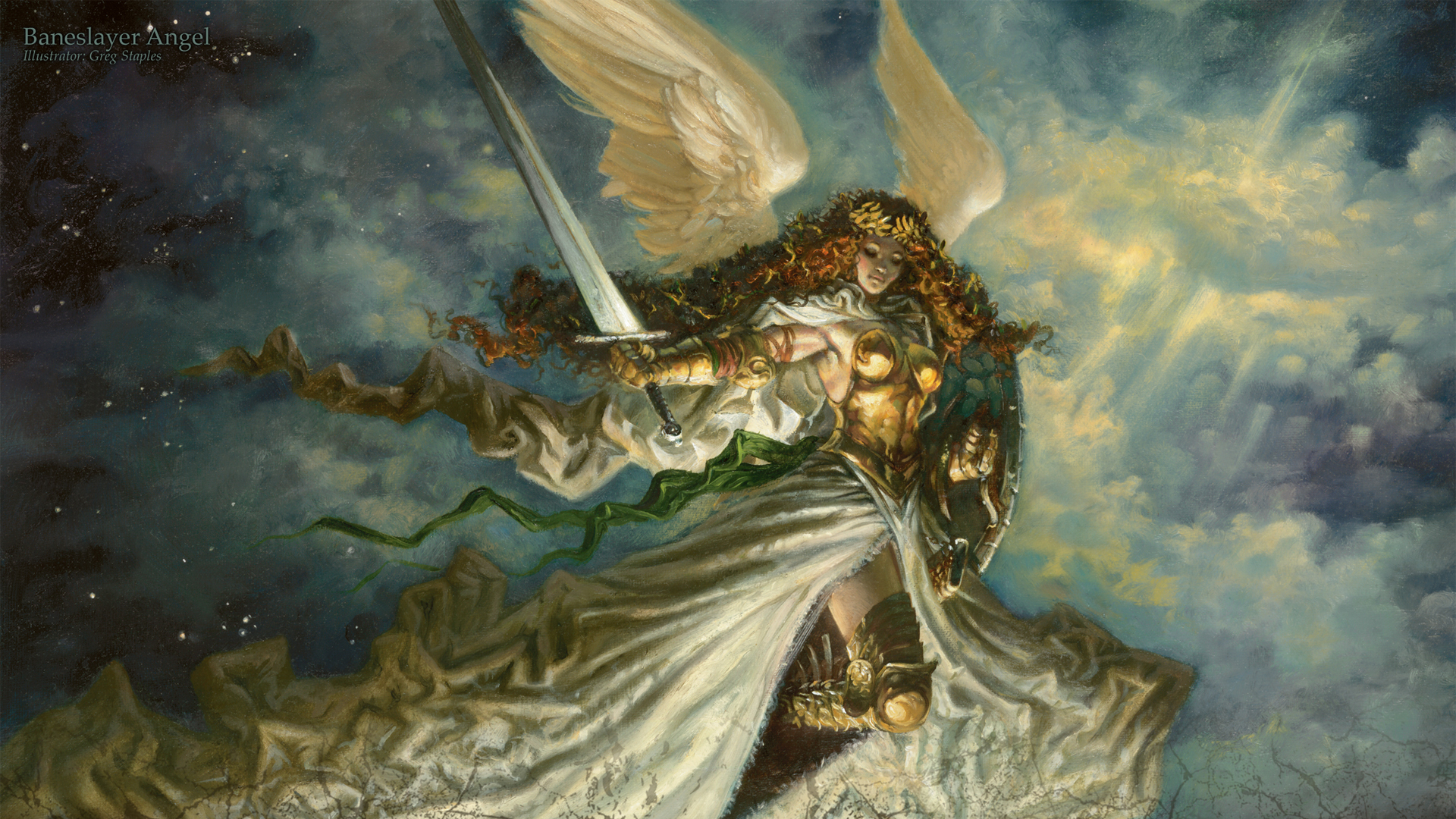 magic: the gathering, fantasy, angel warrior, angel phone background
