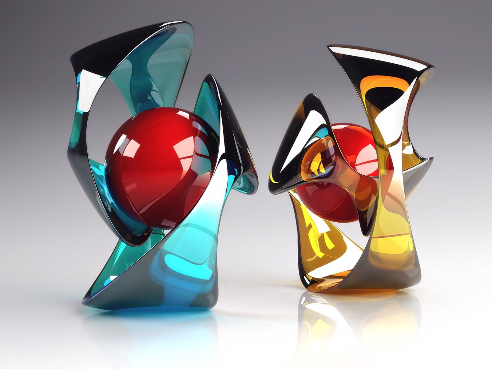 colourful, 3d, glass, ball, colorful, shapes, shape 1080p