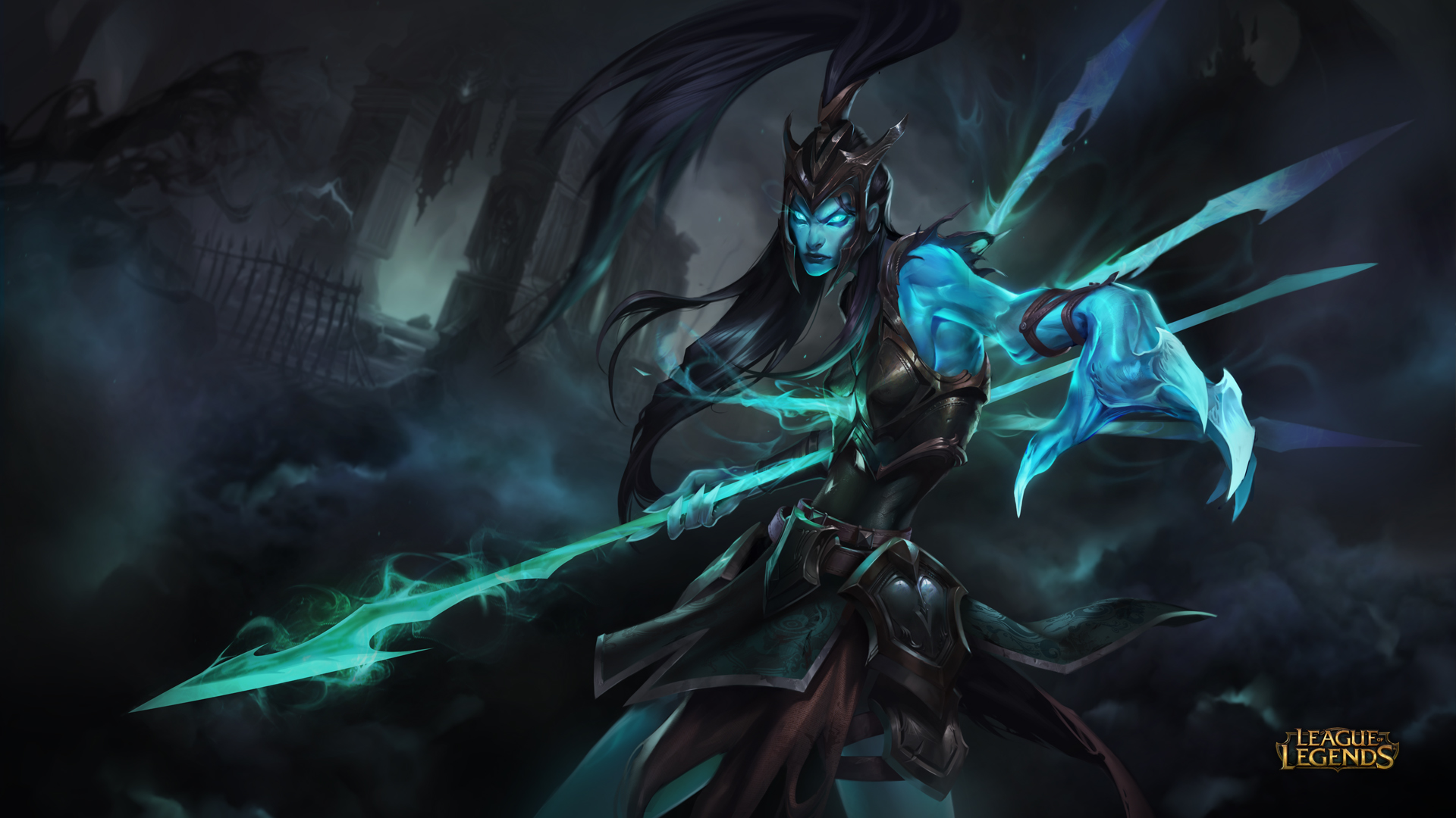 video game, league of legends, armor, dark, ghost, kalista (league of legends), spear wallpapers for tablet