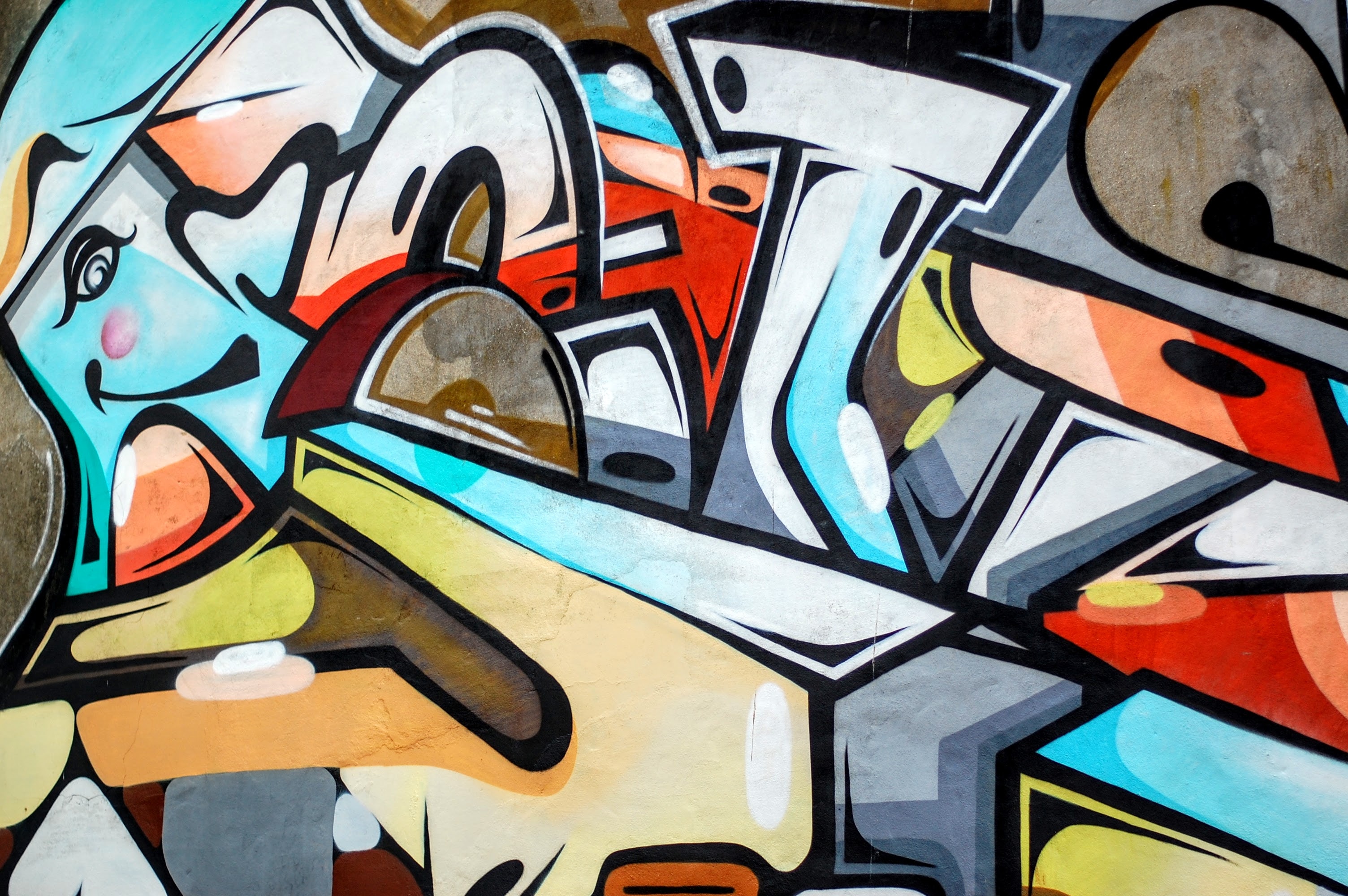 graffiti, art, multicolored, motley, wall, street art