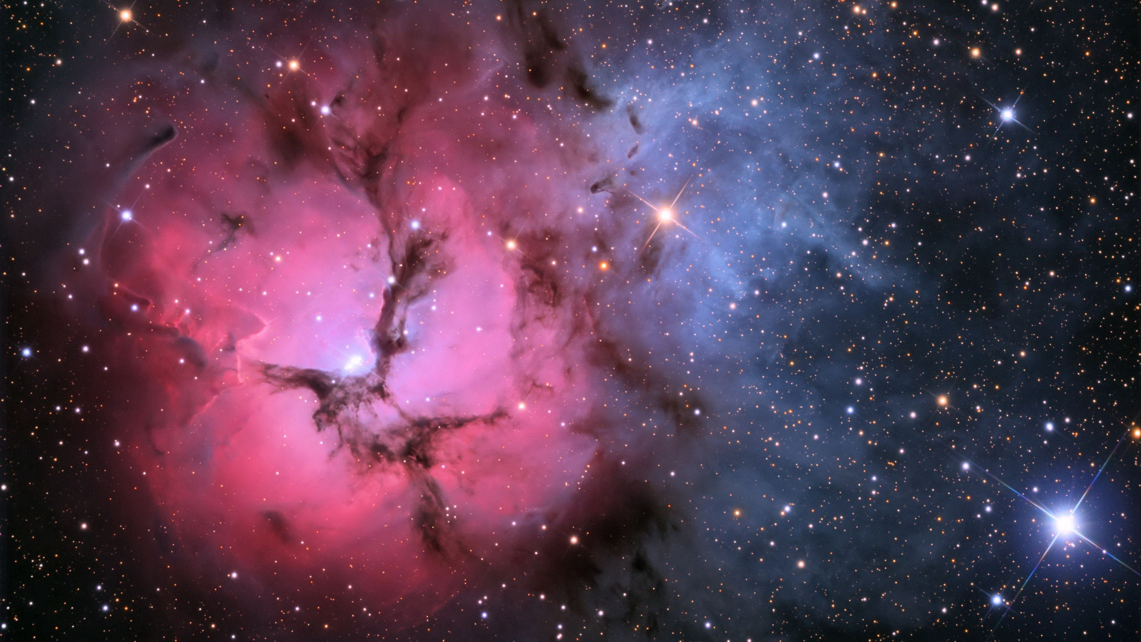 152374 Hintergrundbild herunterladen galaxy, scheinen, sterne, universum, rosa, nebel, brillanz, galaxis - Bildschirmschoner und Bilder kostenlos