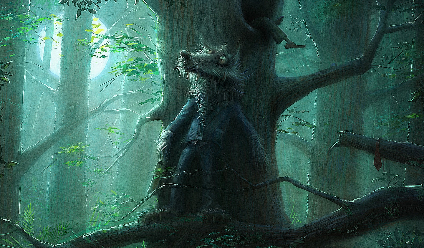 Монстр прячется в лесу арт