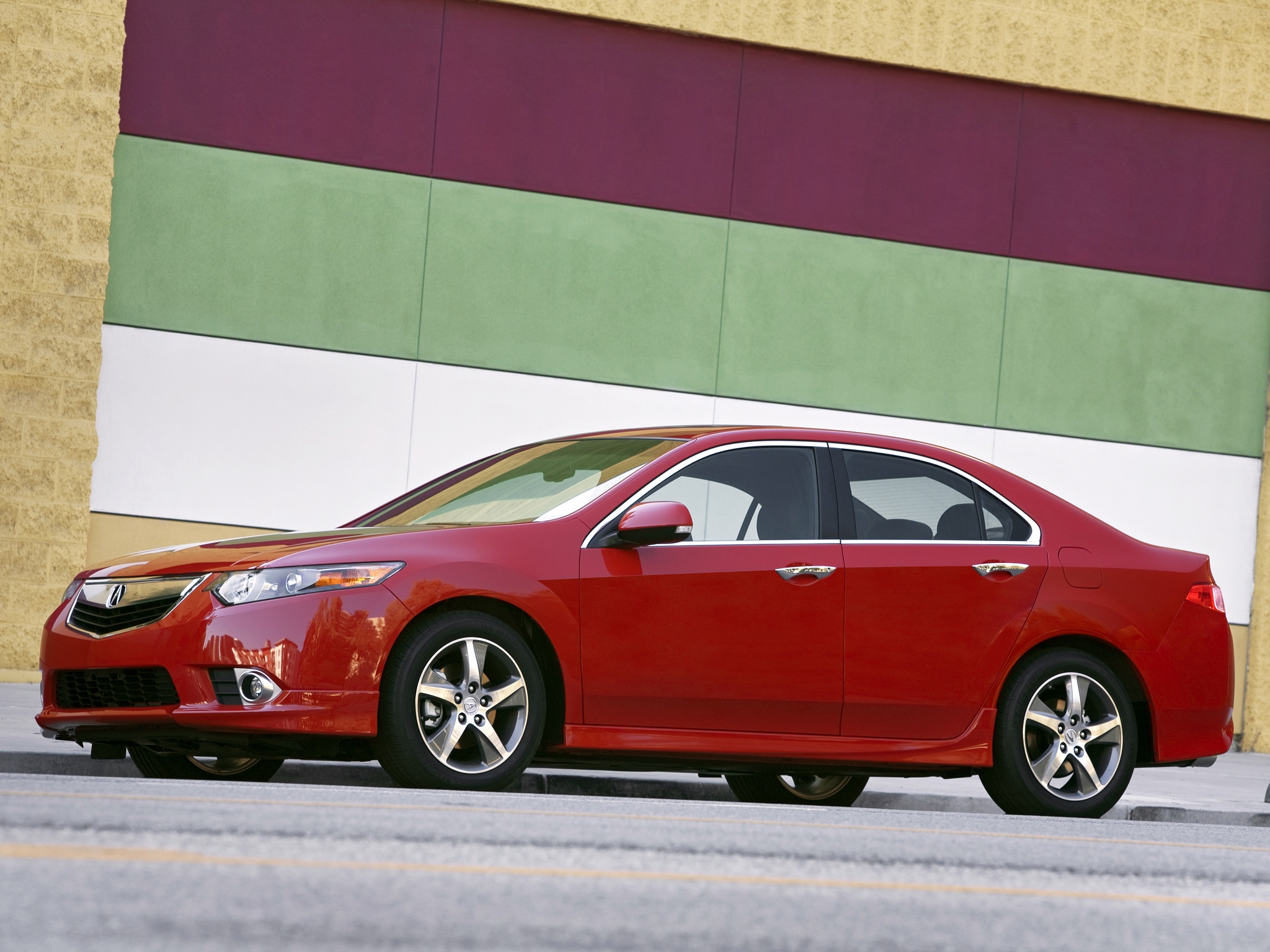 auto, acura, cars, red, asphalt, wall, side view, style, akura, 2011, tsx Full HD