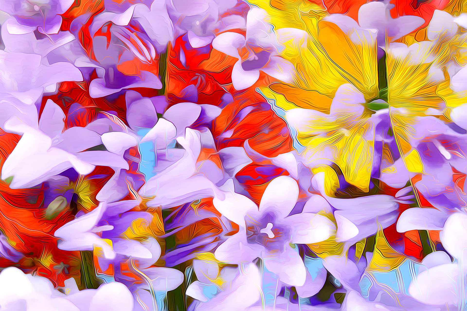 art, abstract, rendering, flowers