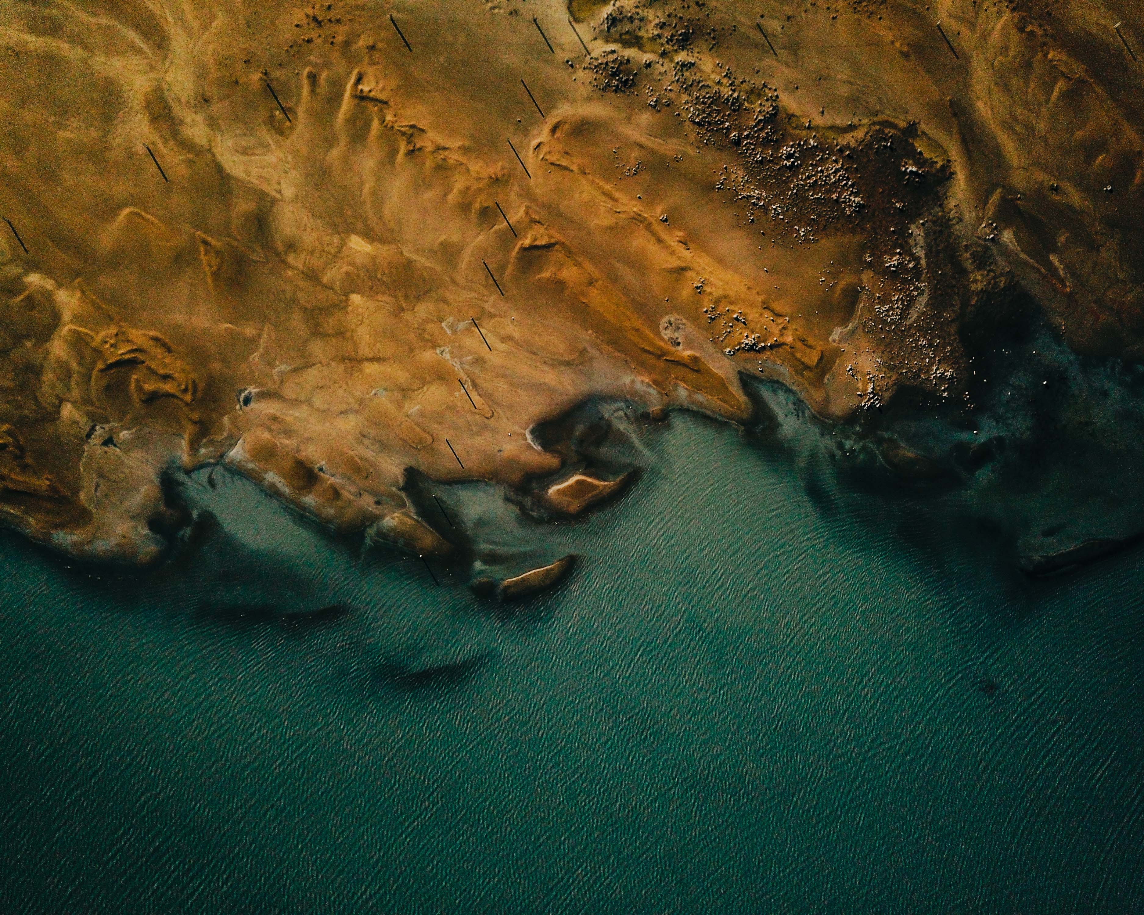 view from above, earth, nature, water, sea, coast, land 8K