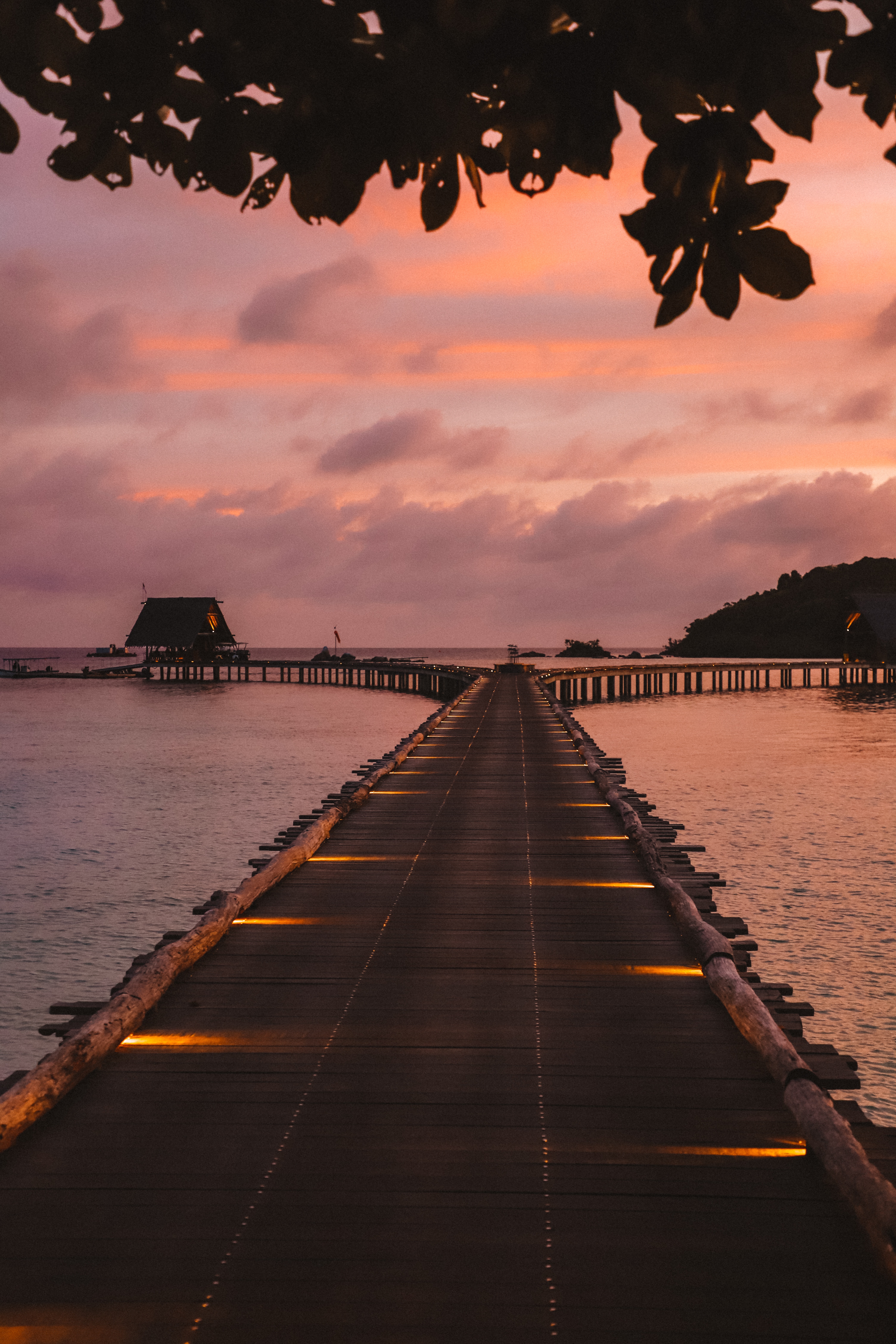 Mobile wallpaper sky, pier, nature, sunset, sea