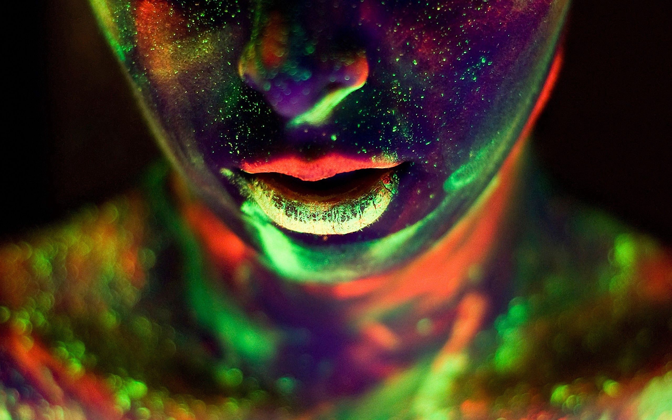 creative, face, abstract, stains, spots, lips, makeup Full HD