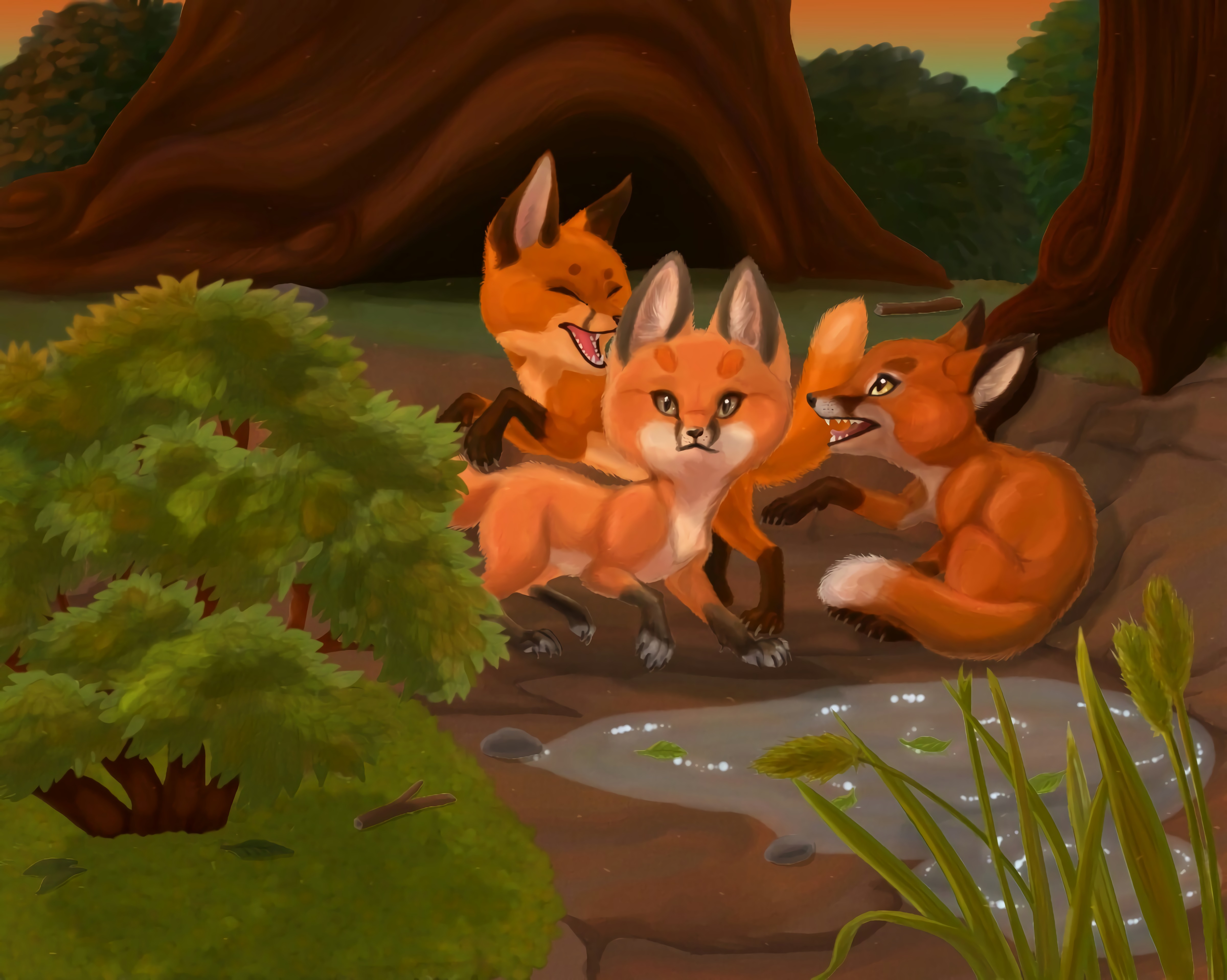 Laden Sie das Fox, Wilde Natur, Wildlife, Spiel, Das Spiel, Tiere, Kunst-Bild kostenlos auf Ihren PC-Desktop herunter