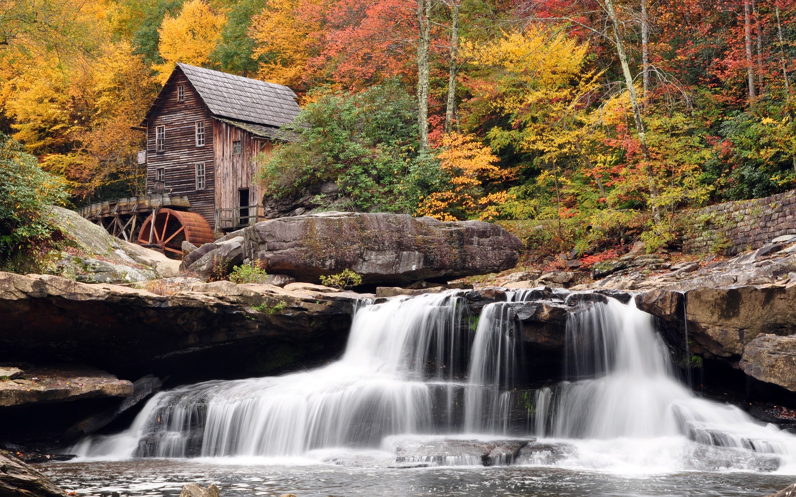 無料モバイル壁紙風景, 川, 秋, 家をダウンロードします。